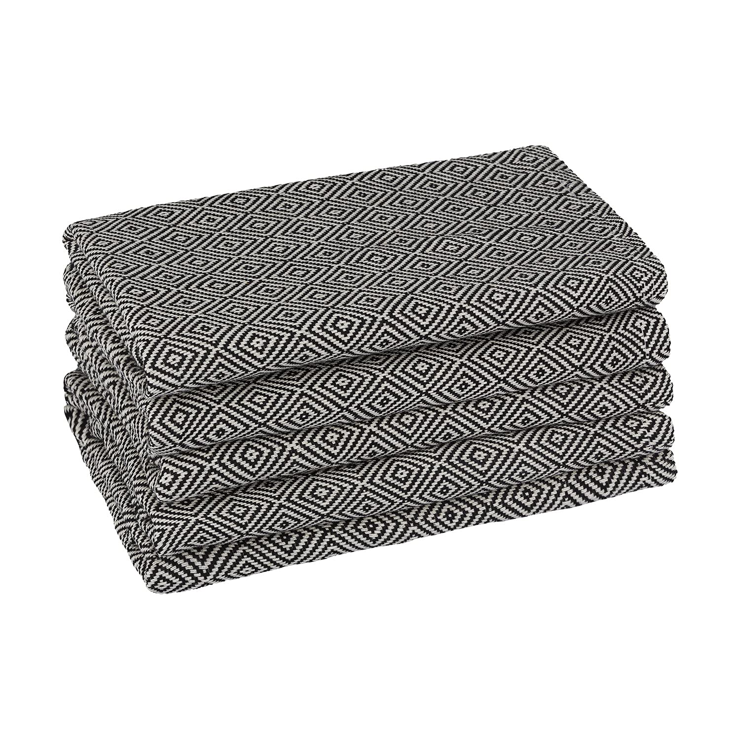 Tuiste Turkish Hand Towels Black | 5-Pack Bulk Cotton Kitchen Dish Towels for Drying Dishes | Absorbent Dishcloths for Kitchen | Tea Towels for Kitchen | Bar Rags | Bar Towels | Diamond Pattern