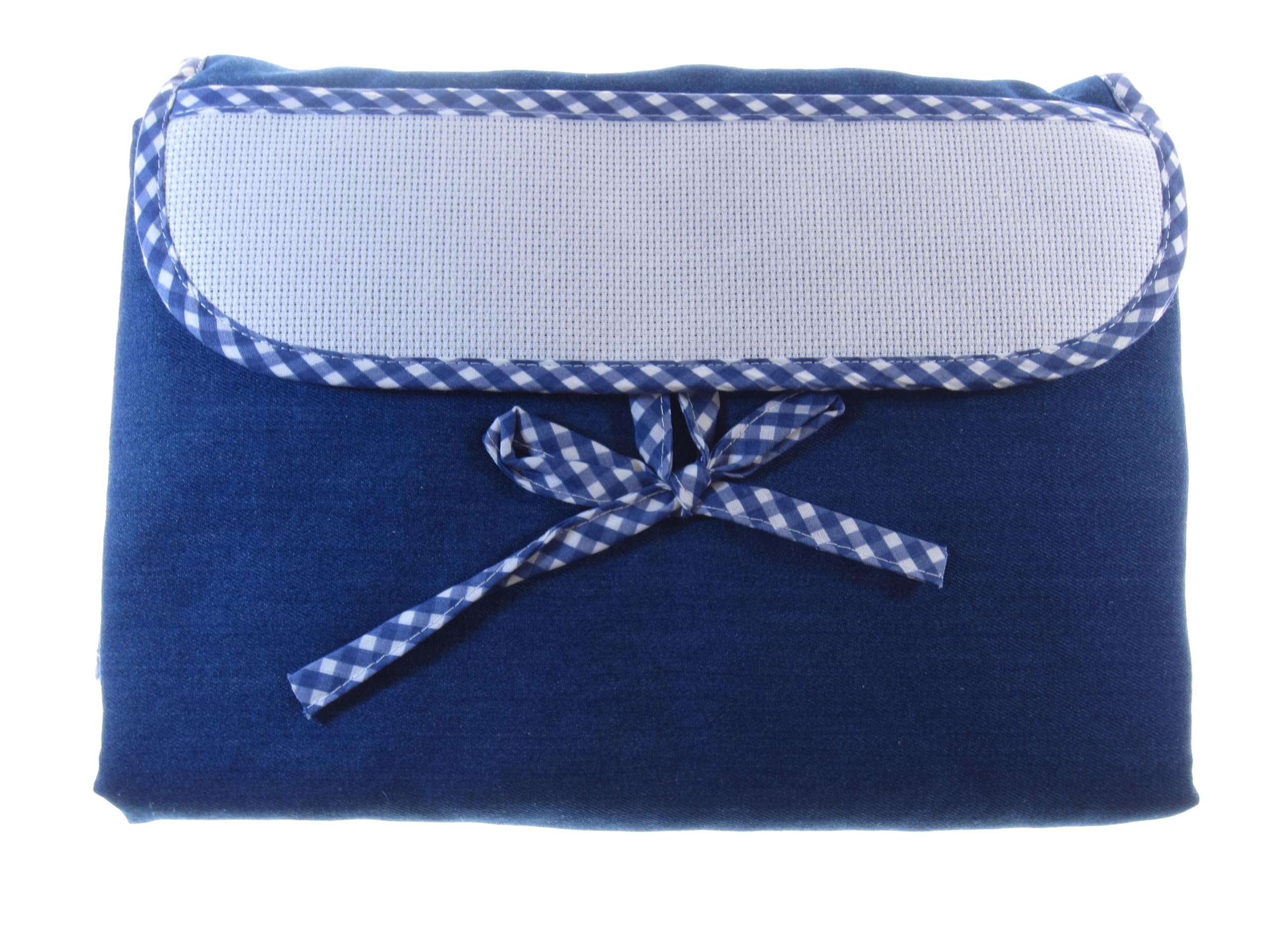 BORSA FASCIATOIO A BUSTA JEANS QUADRETTI BLU AIDA DA RICAMARE