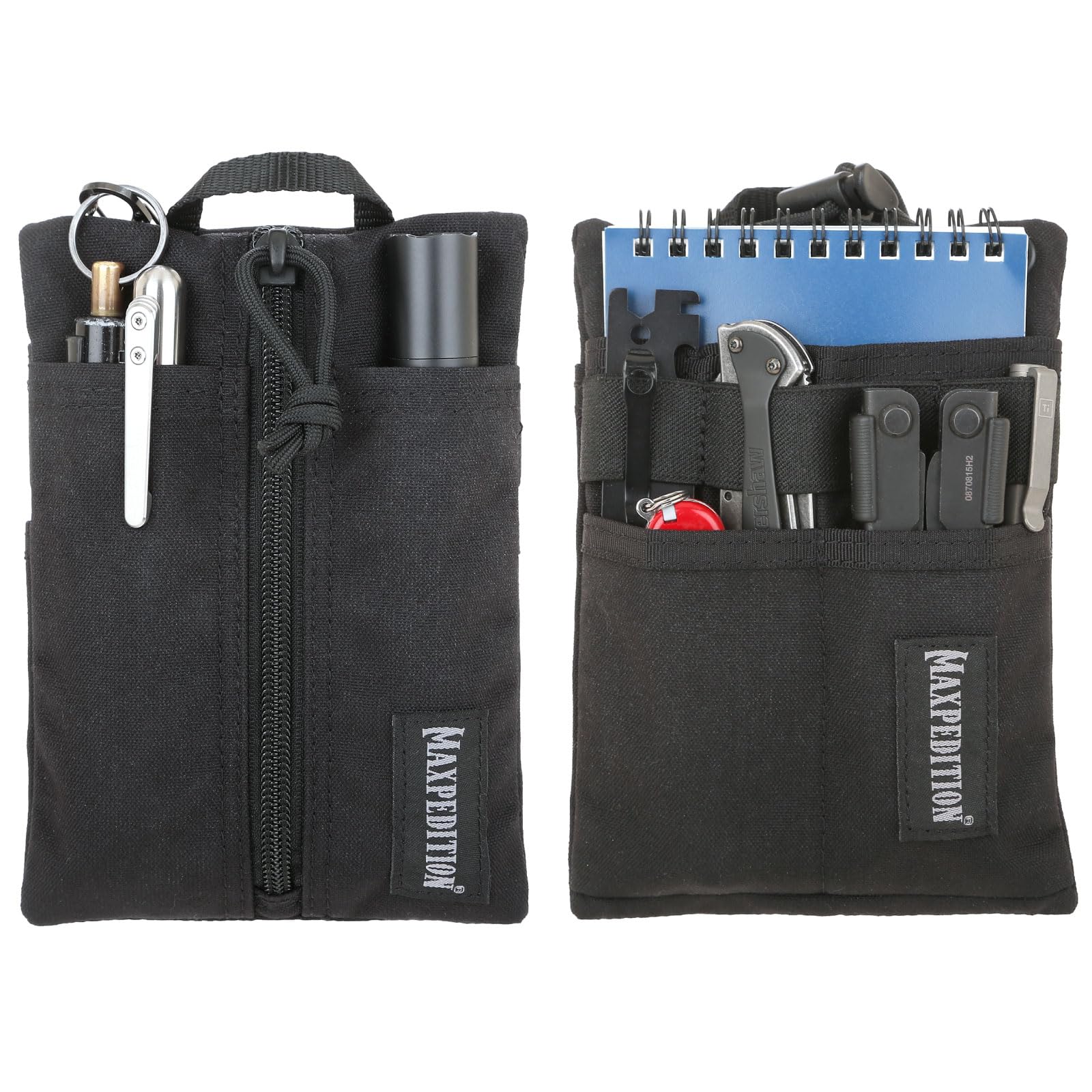 MAXPEDITION Platy Pocket Organizer, Durable EDC Tool Pouch for Men, Neck Wallet with Paracord Lanyard, Holds Flashlight, Multitool, Pen, Notebook (Black, 5" x 7")