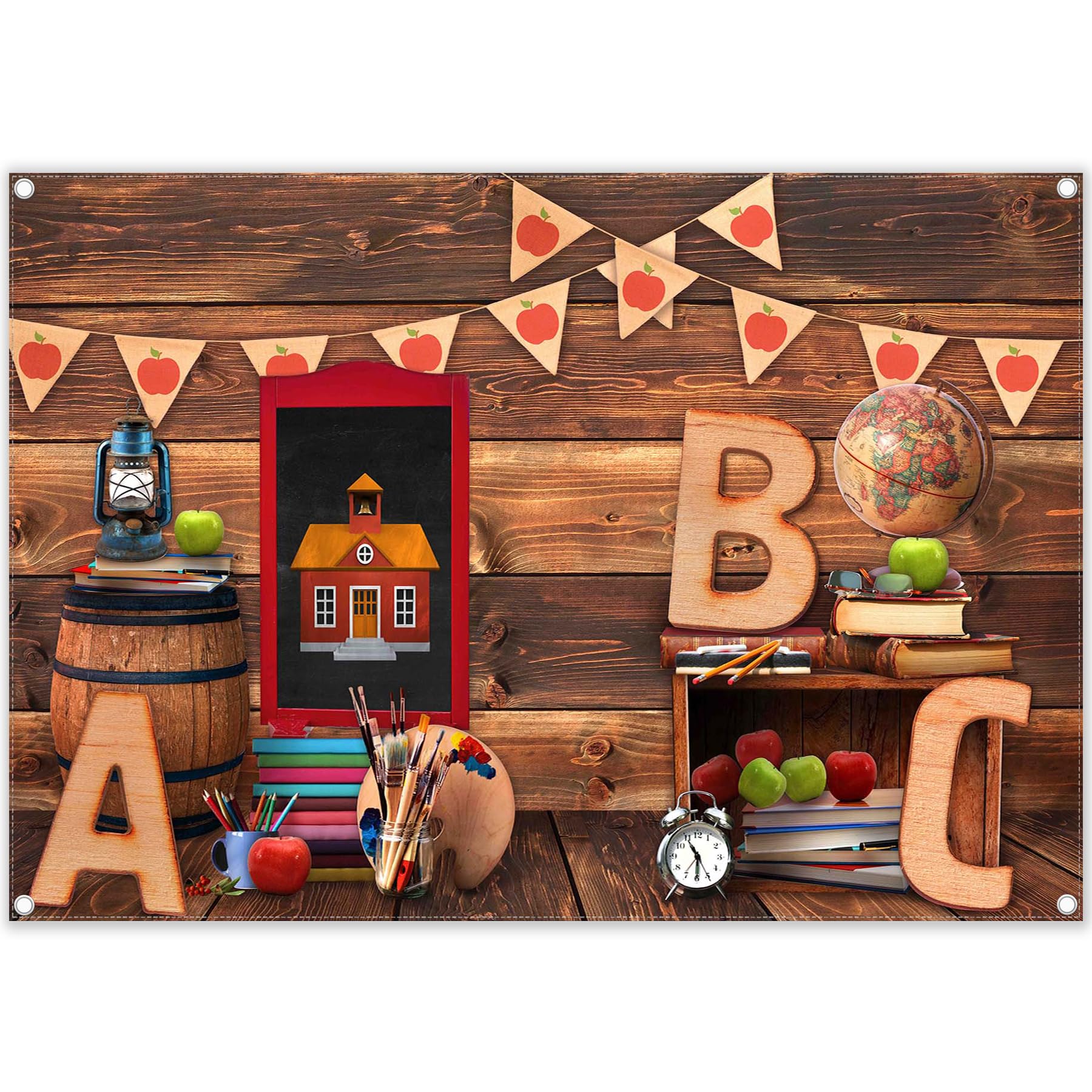 Swepuck 7x5ft Back to School Photography Backdrop ABC Letter Vintage Wooden House Background Welcome Kids Kindergarten Classroom Photo Banner Indoor