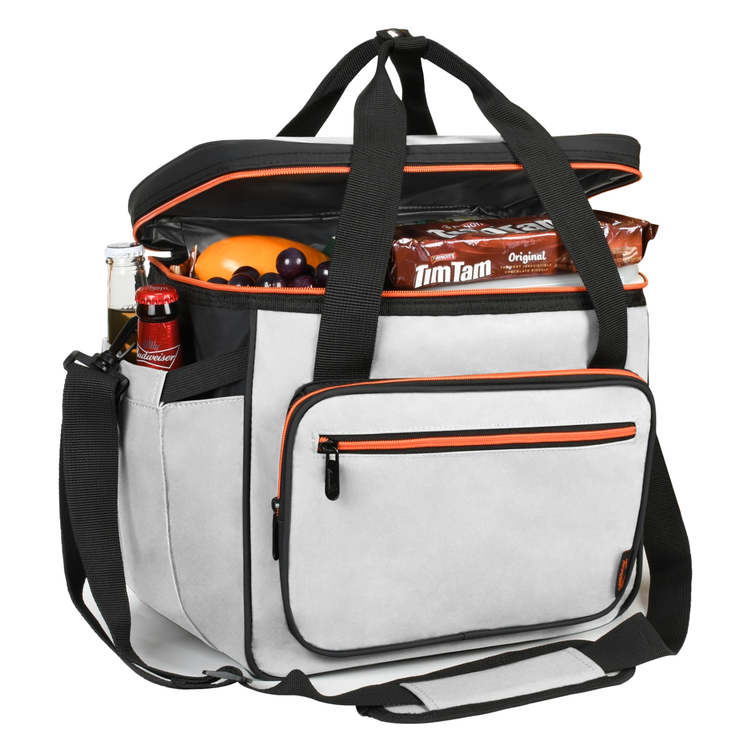 Tirrinia Insulated Cooler Bag-24 Cans Portable Collapsible Soft Sided Ice Chest, Leak-Proof with Zipper Cooler Box for Beach, Drink, Travel, Camping,