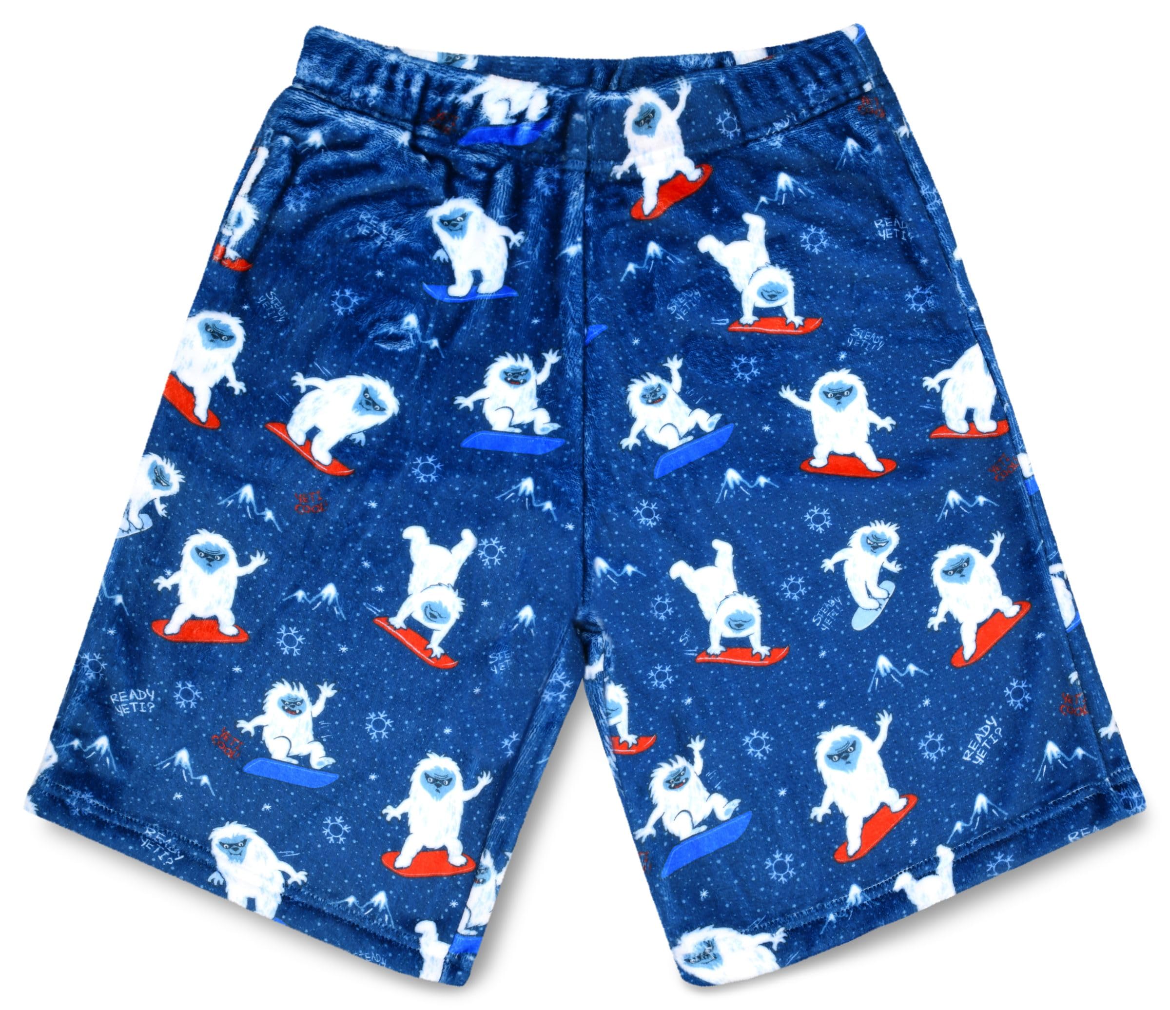 iscreamBig Boys Silky Soft Plush Fleece Shorts - Holiday Fun Collection
