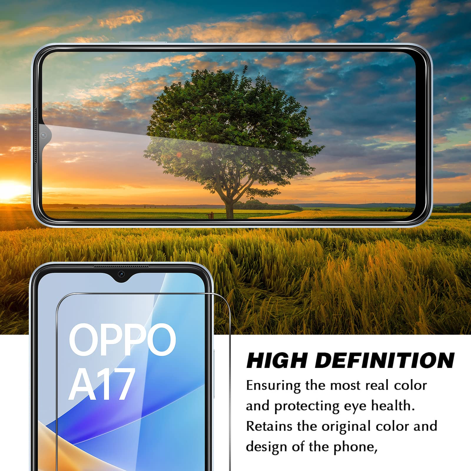 2 pezzi di vetro temperato per OPPO A17 A 17 protezione dello schermo