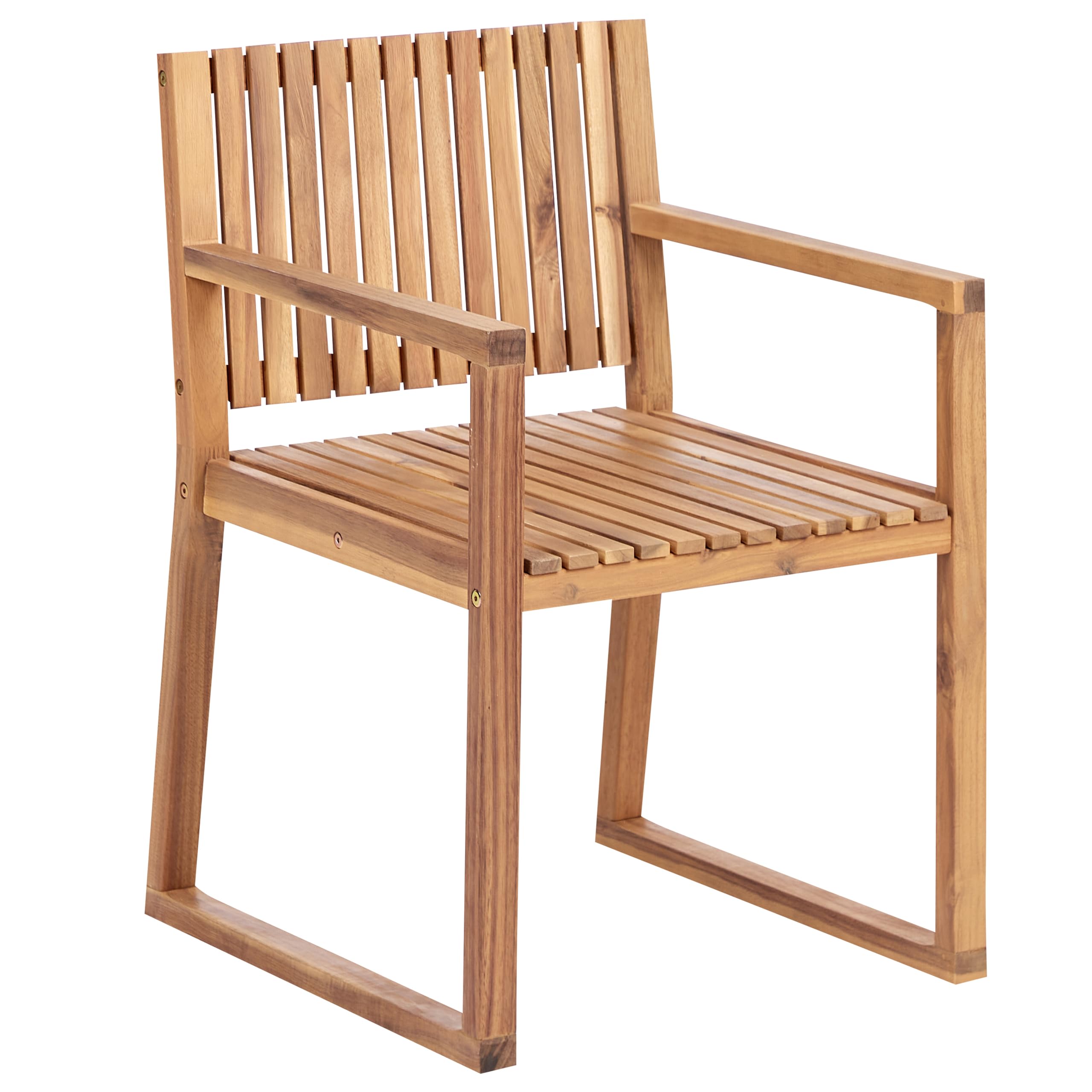Set di 2 sedie da pranzo da giardino per esterni in legno d'acacia con cuscini verde chiaro Sassari Premium