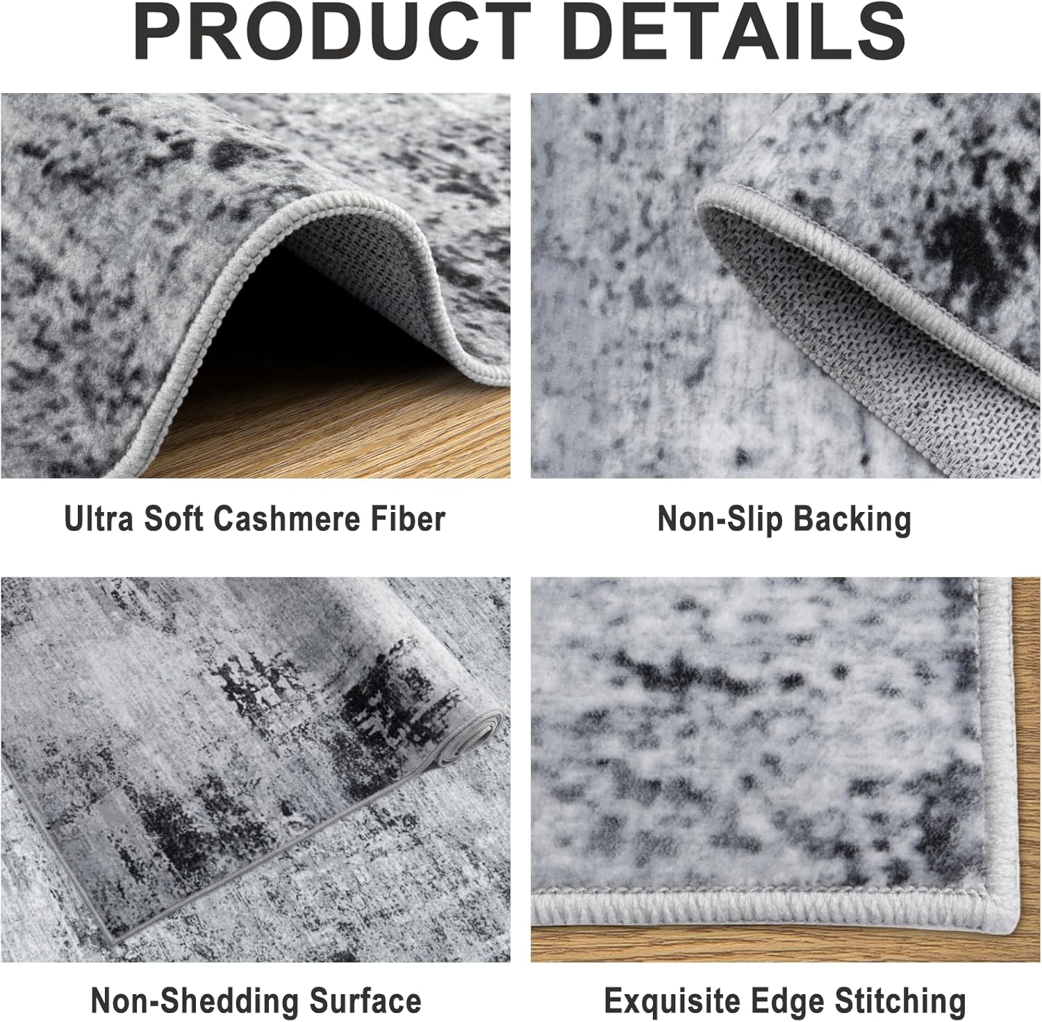 8x10 Area Rugs for Living Room - Washable Rug Modern Abstract Soft Large Neutral Non-Slip Carpet Indoor Floor Thin Carpets for Bedroom Dining Room Farmhouse Nursery Home Office Black - Image 5