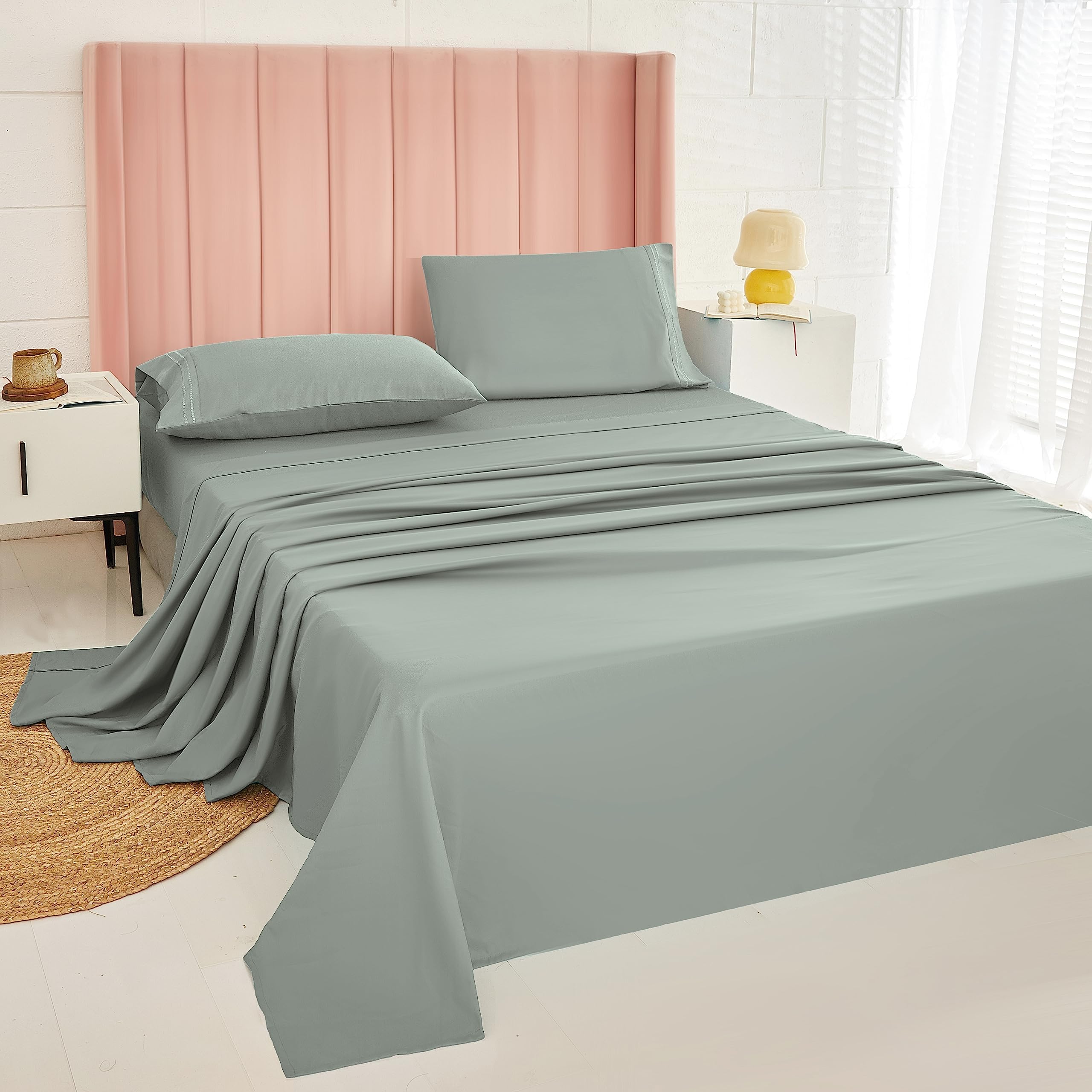 Lenzuola per letto king size con tasca profonda – 4 pezzi include: vero lenzuolo con angoli extra profondi 40,6 cm [migliore vestibilità per materassi da 35, 6 a 18 cm] – lenzuolo sopra