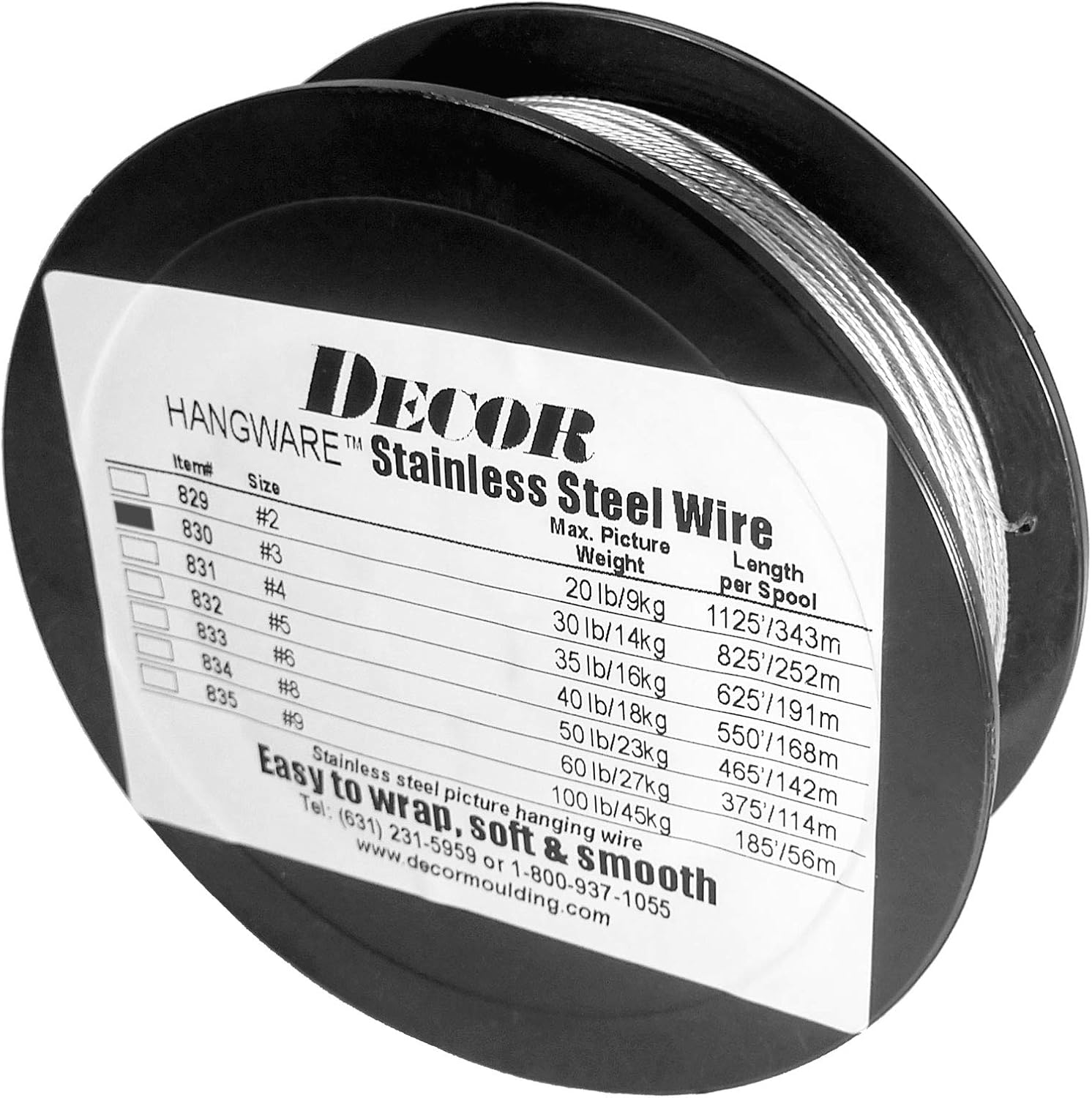 Framer Supply Uncoated Stainless Steel Filament Picture Wire 3, Max