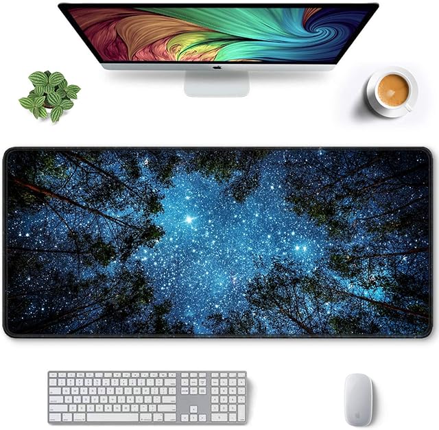 Hsurbtra Large Mouse Pad, 900 x 400 mm Gaming Mat with Stitched Edge, XXL Extended Waterproof Computer Keyboard Mousepad, Laptop Desk Pad Non-Slip Rubber Base for Office, Sky