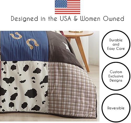 Vista 4 de Sweet Jojo Designs Juego de edredón individual de 2 piezas (vaquero occidental) para niños, ropa de cama para niños, ropa de cama en una bolsa