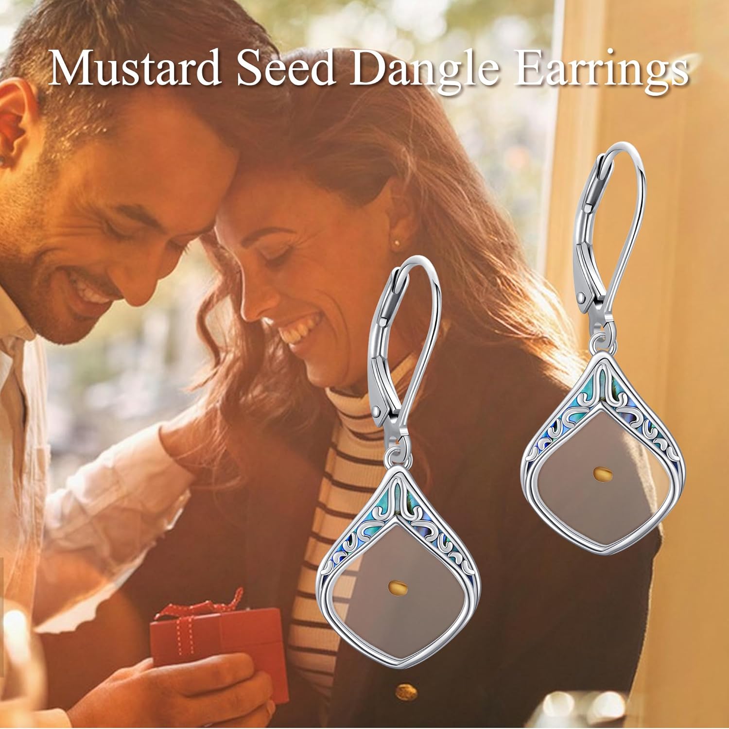Mustard Seed Earrings Sterling Silver Mustard Seed Faith Teardrop Dangle Earrings Christian Jewelry Gifts for Women