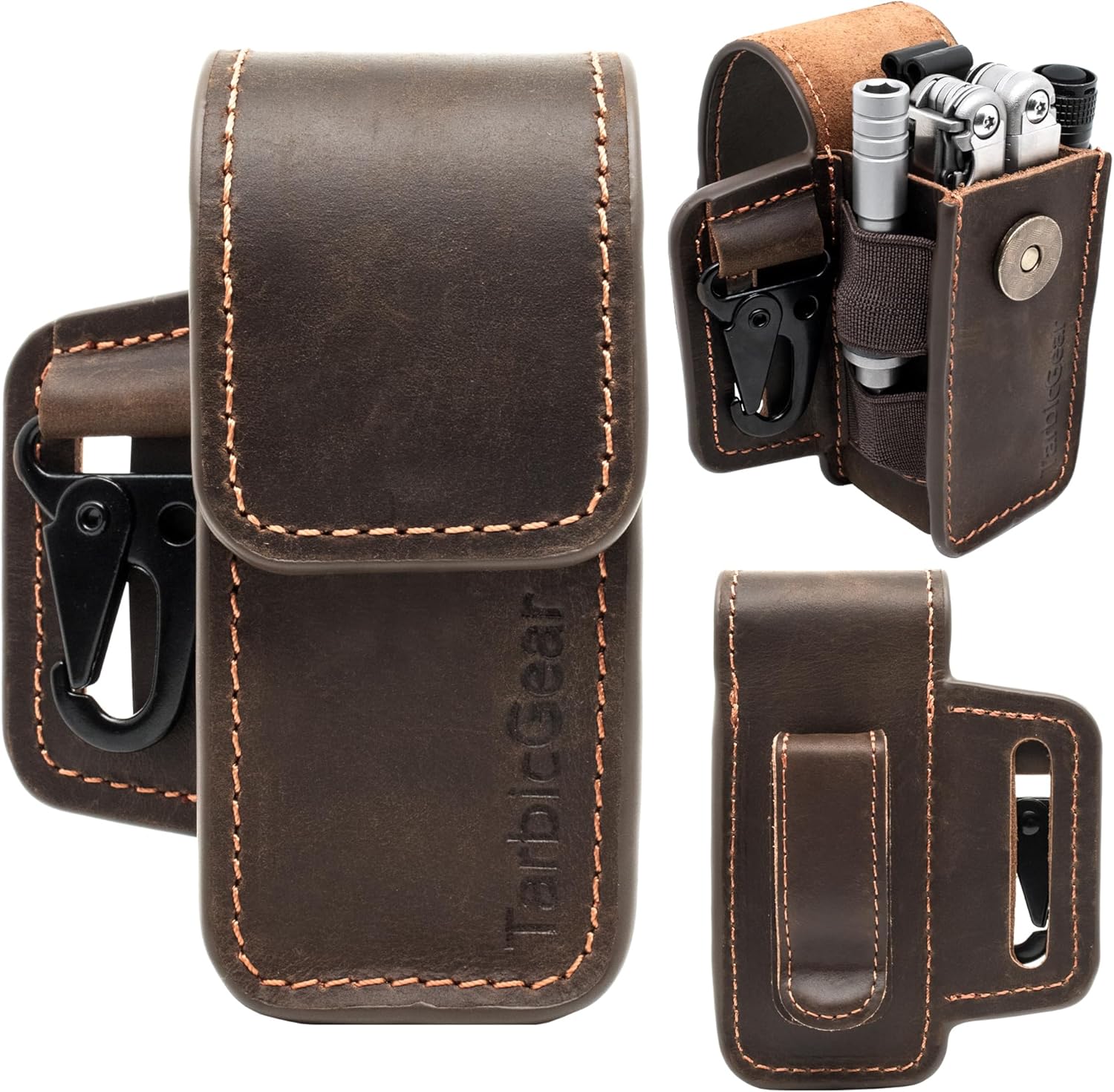 Leather Multitool Sheath for Belt, Multitool Holster with Belt Clip for Men, Pocket Organizer for Work, Fits for Leatherman, SOG, Gerber Tools