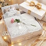 JOLLYVOGUE Consolateurs Blancs Taille Reine, 3 Pièces Ensemble de literie Ruffle Seersucker Queen pour toute la saison, Set de litage doux léger pour les femmes (1 Comforter, 2 Oreillers)