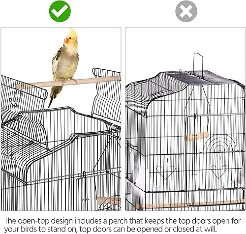 Miniatura 6 de YAHEETECH - Jaula para aves y pájaros, tamaño mediano con parte superior abierta, 41 pulgadas, jaula para periquitos, pinzones, canarios, loros