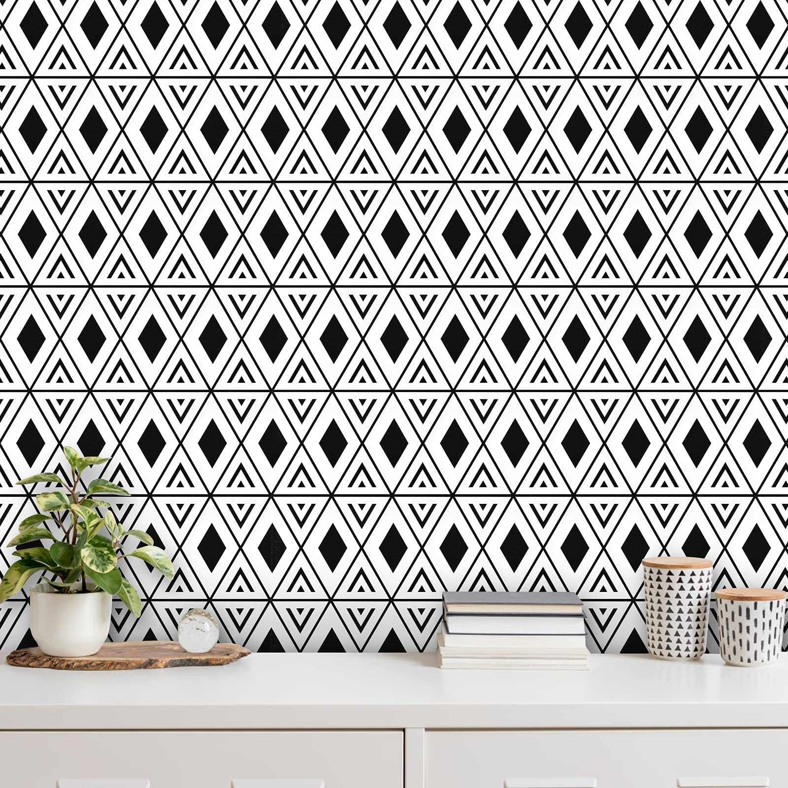 Buy Mecpar Black and White Wallpaper 17.71'' x 394'' Geometric
