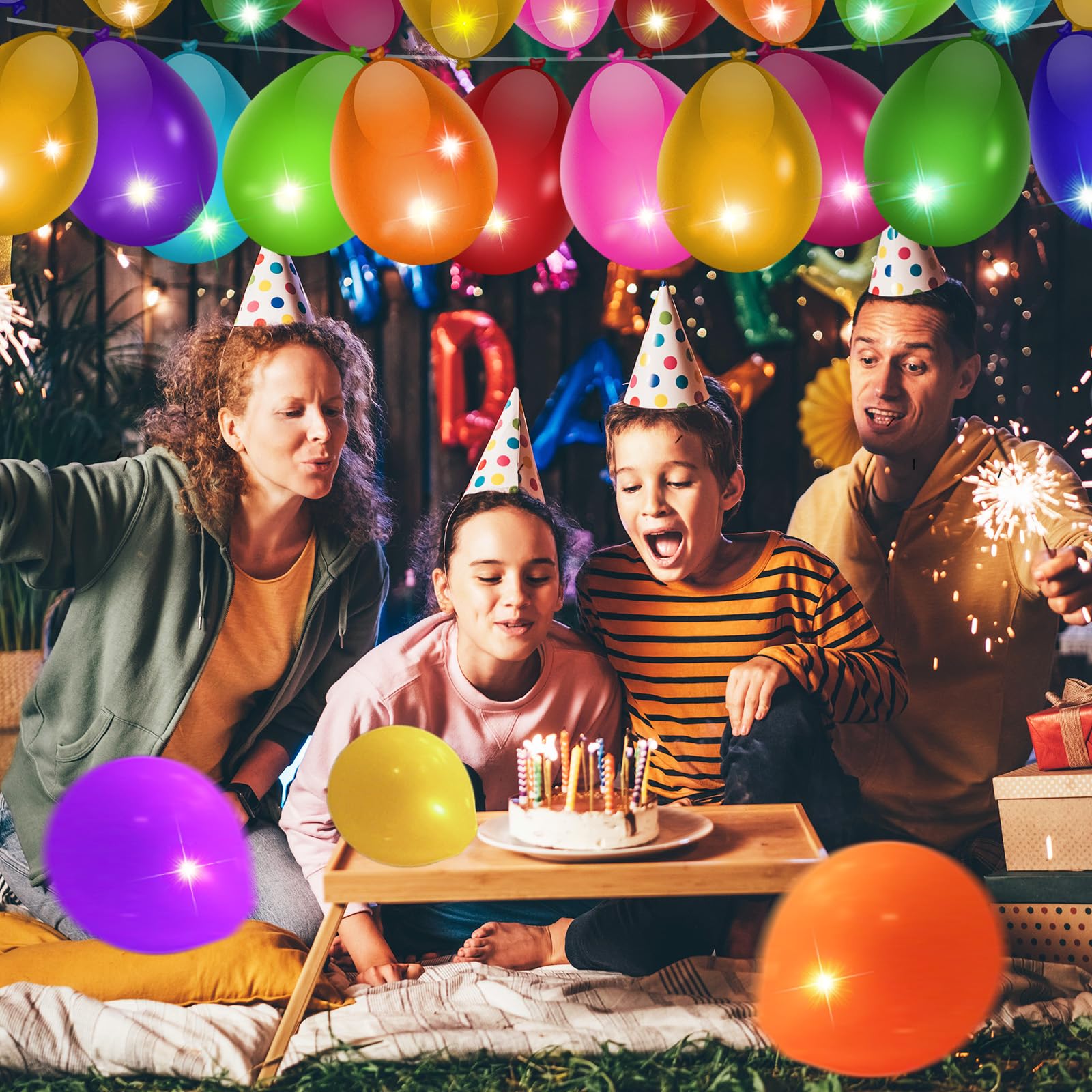 Lot de 120 ballons LED ronds - Mini lumières LED multicolores clignotantes - Pour anniversaire, mariage, fête, Halloween, Noël, carnaval, bar, club