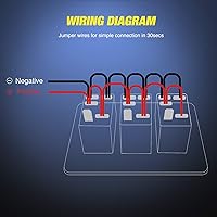 Vista 8 de Nilight Panel de interruptor basculante de aluminio de 3 bandas, tablero de palanca de 5 pines, encendido y apagado, pre-cableado verde