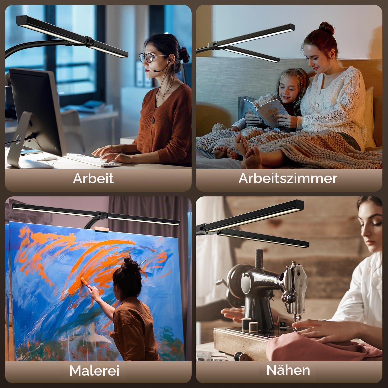 1300LM Doppelkopf Schreibtischlampe LED Dimmbar Fernbedienung, 24W 80CM Klemmbare Monitor Lampe Tischlampe Tageslichtlampe klemmbar desk für Homeoffice Schwenkarm,lamp bürolampe schreibtisch