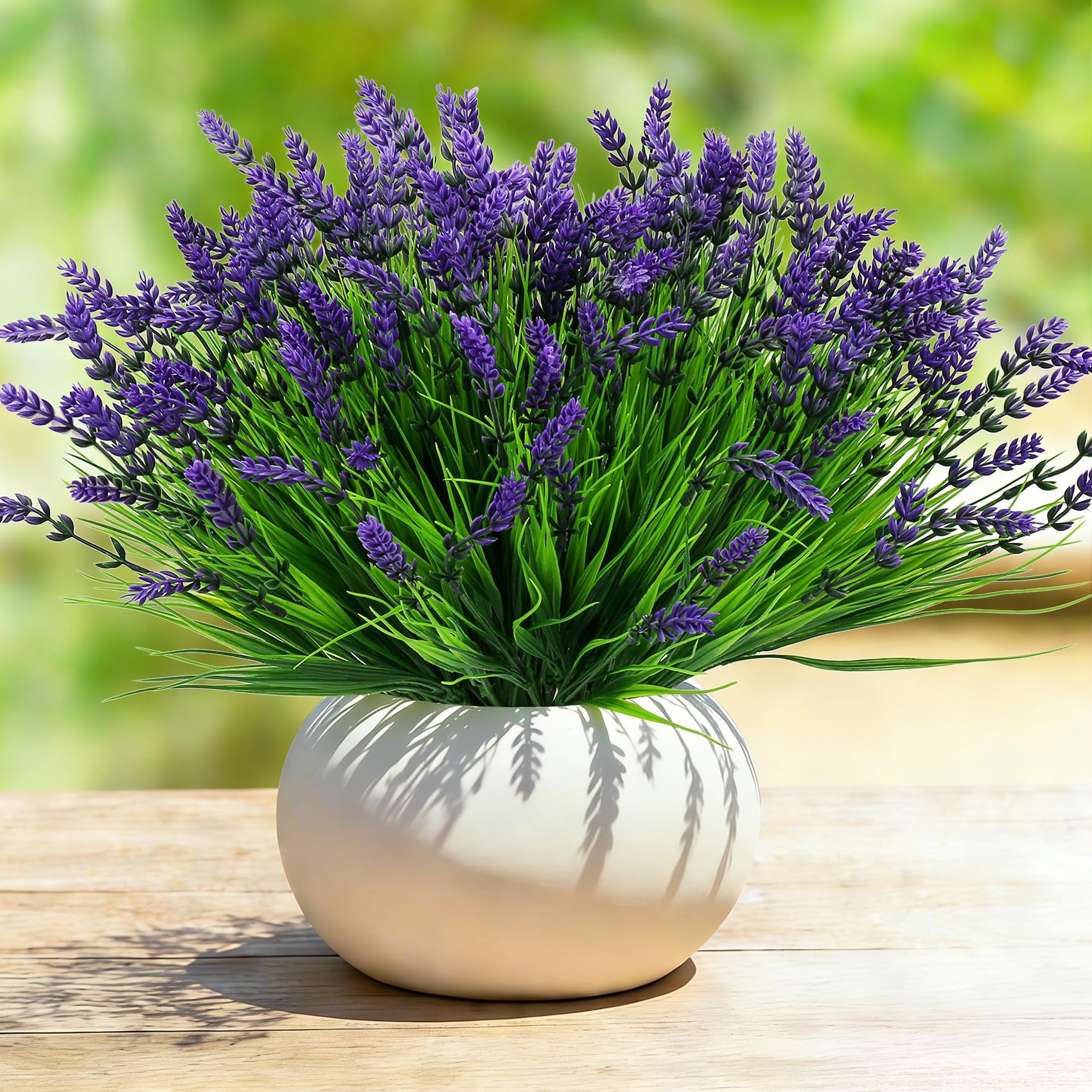 Tsudoku Purple 24 Bundles Outdoor Faux Lavender Plants, Decorative Plastic Shrubs Fake Flowers For Indoor Outside Garden Window Boxes Decoration