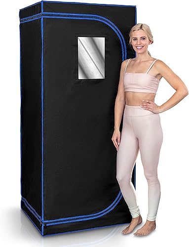 SereneLife SLISAU30BK.5 Sistema compacto y portátil-Terapia personal de lujo desintoxicante climatizada para el hogar, sauna infrarroja, negro