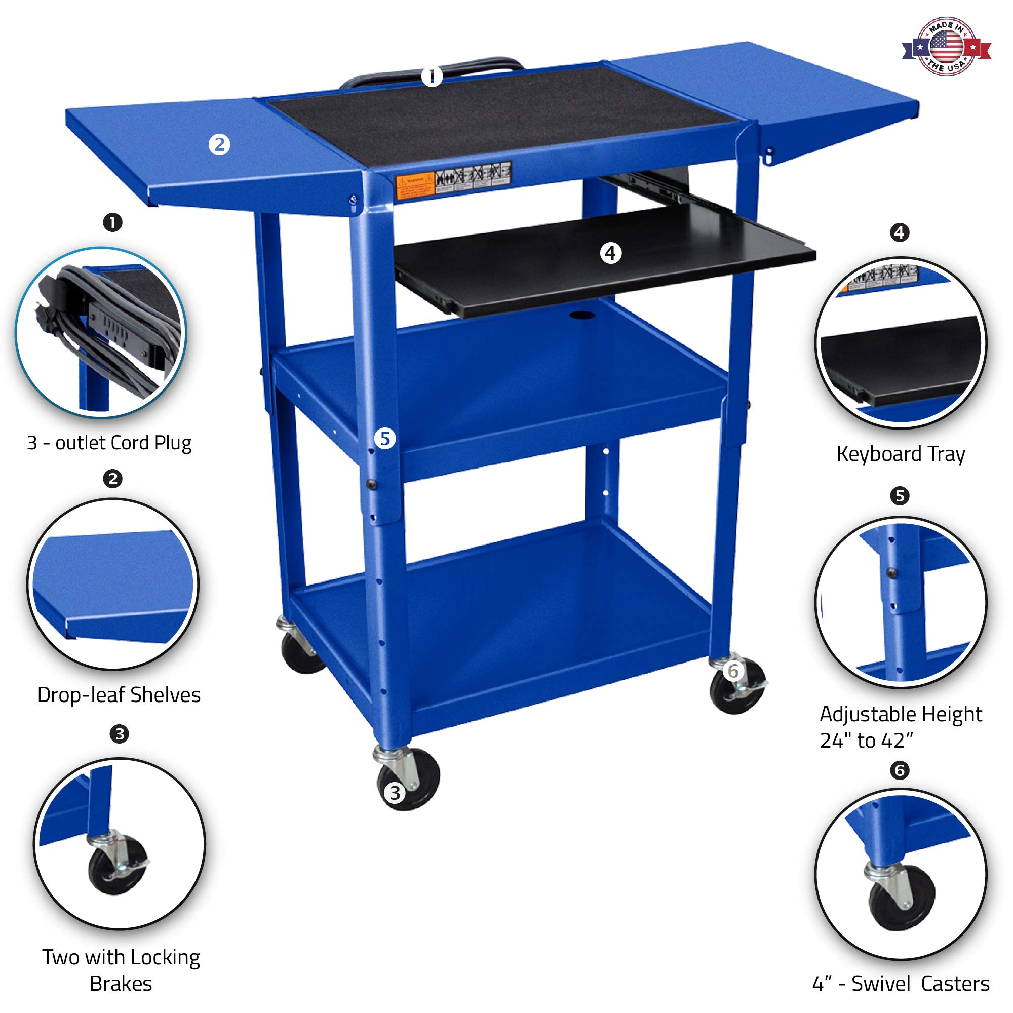 Buy Luxor Steel AdjustableHeight Mobile Presentation Audio Video Cart