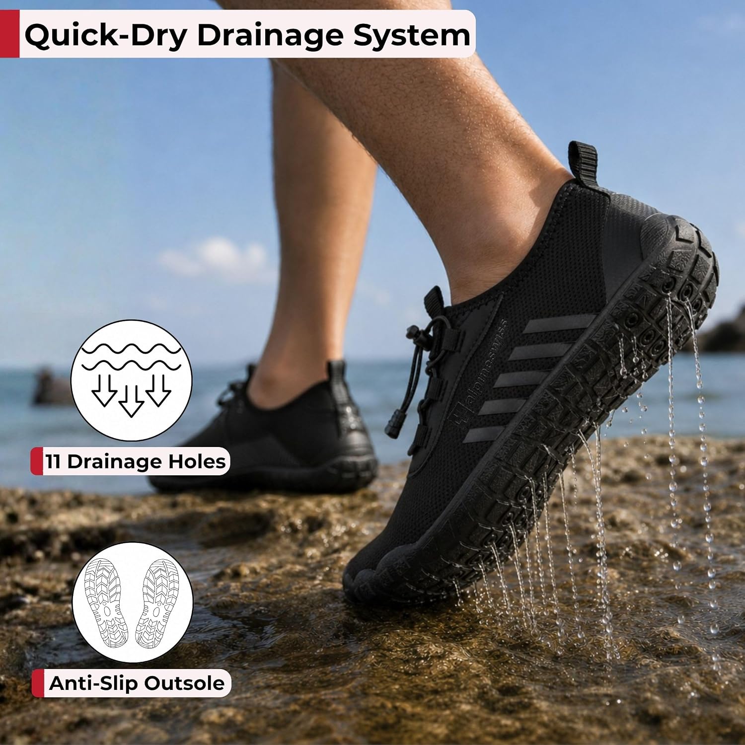Alpine Swiss Odin Mens Quick Dry Water Shoes Barefoot Beach Swim Aqua Socks
