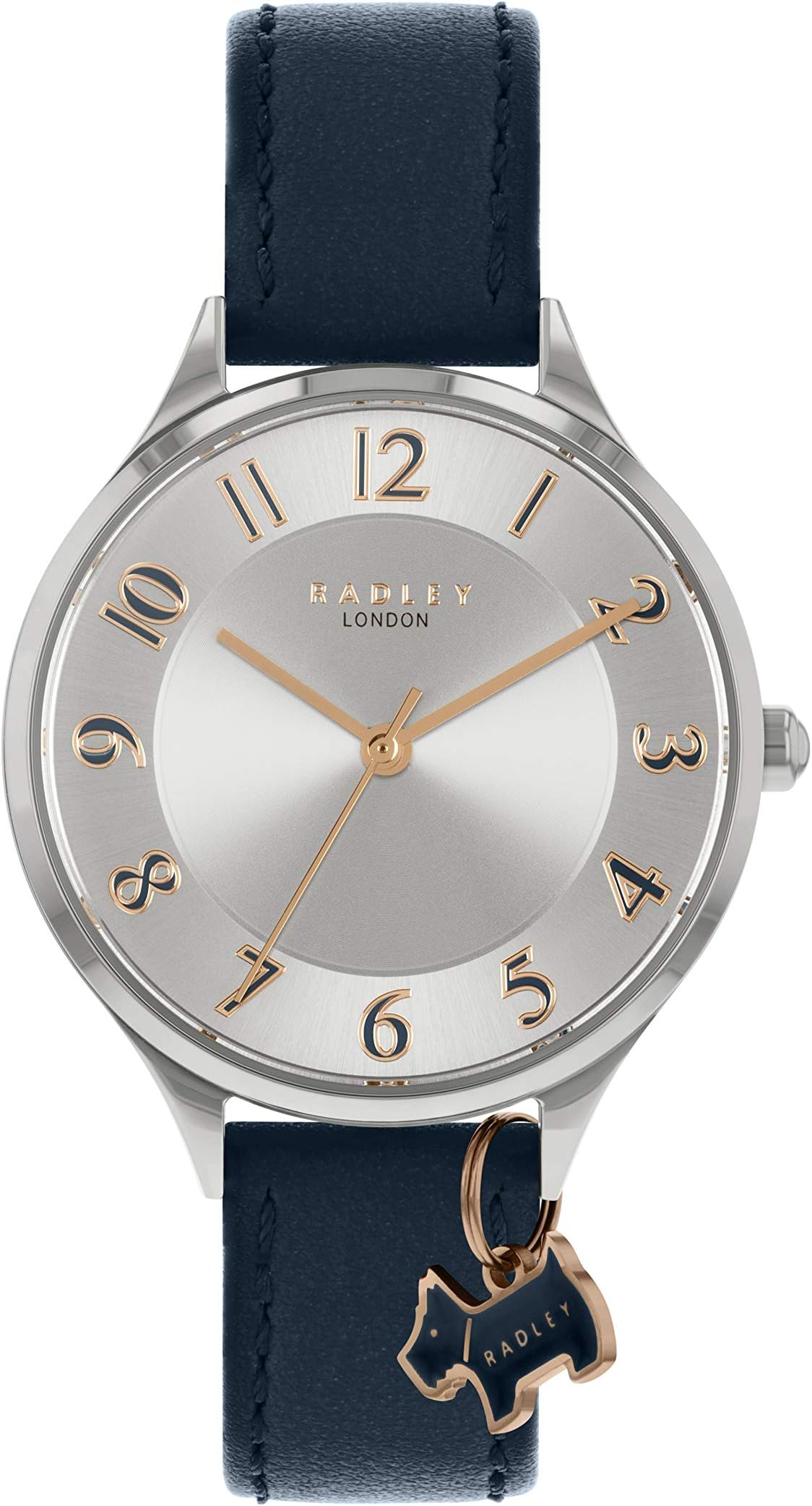 – Saxon Road Ladies Navy Leather Strap Two Tone Over Sized Numbers Watch RY2965