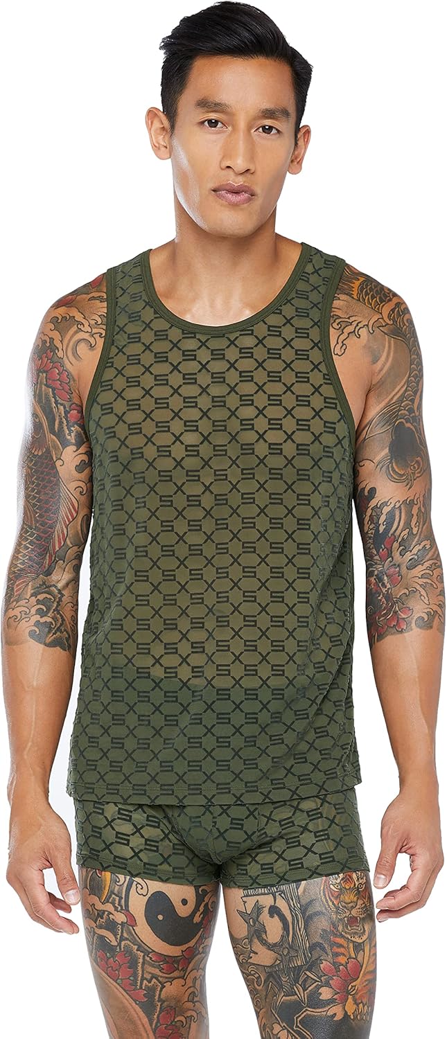 Savage X Fenty Men's Savage X Flocked Monogram Tank