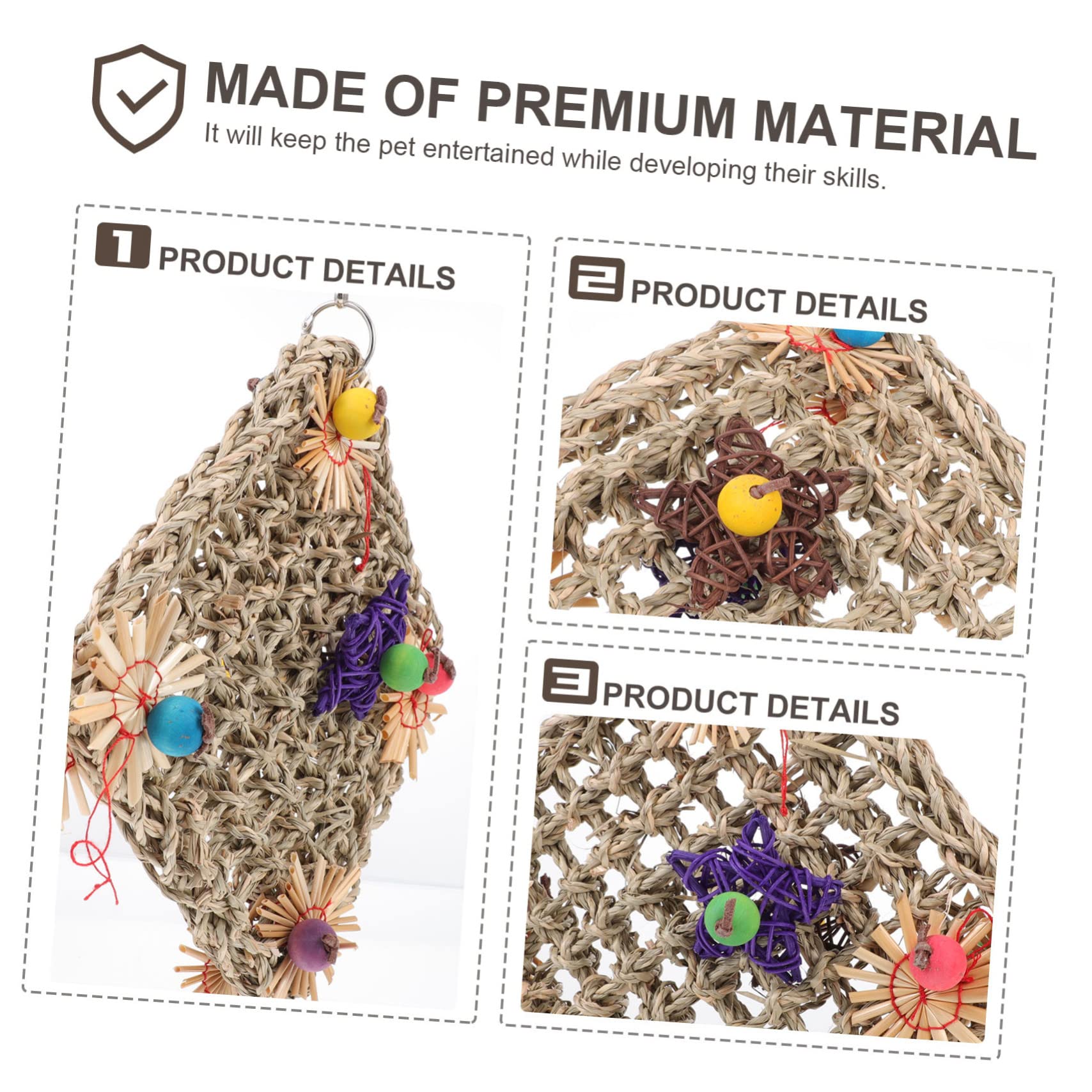 Beaupretty 2pièces Jouet à Mâcher pour Oiseaux Réseau Herbe Tissé Accessoire pour Perroquets Toy à Grimper pour Oiseaux Et Accessoires pour Cage