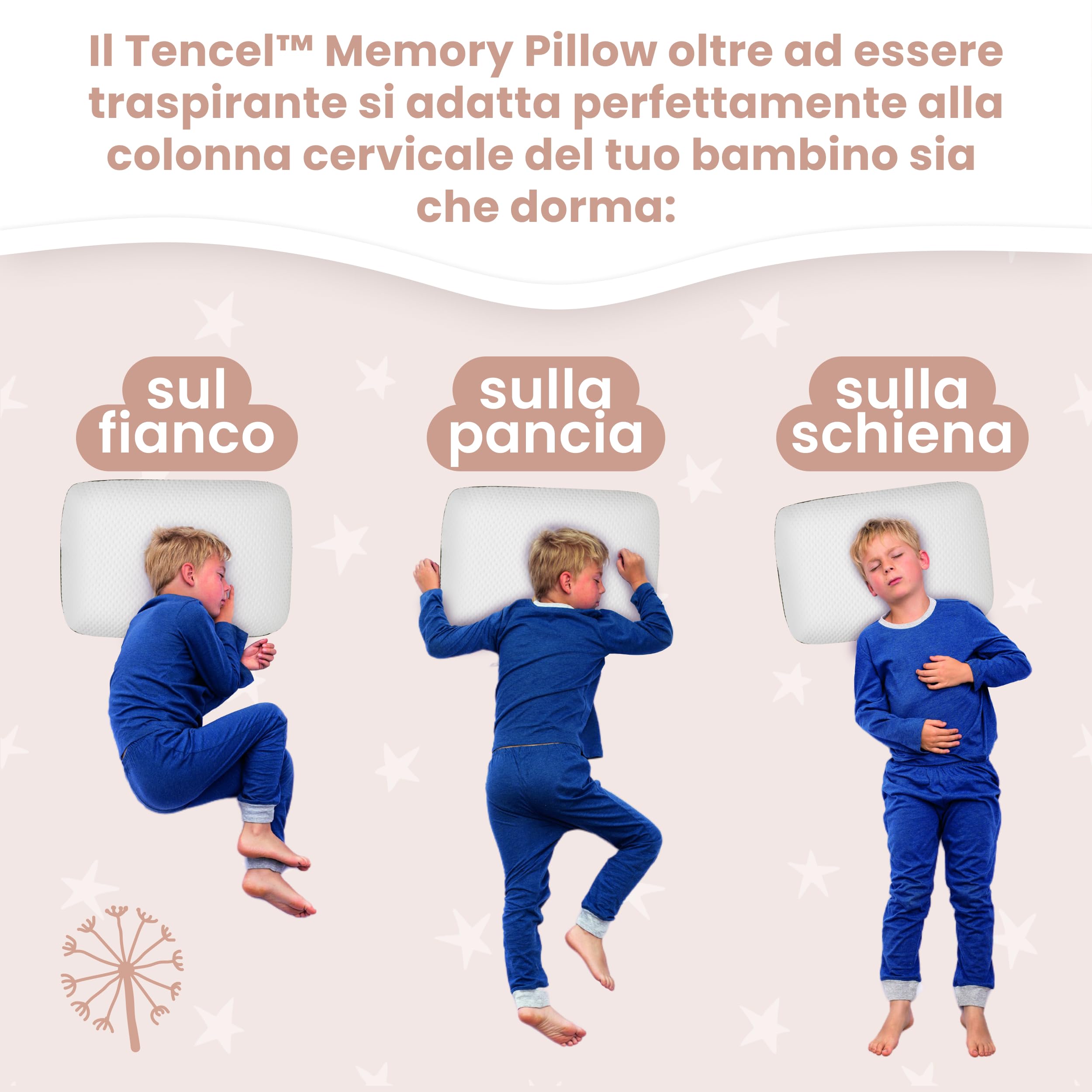 MIMUSELINA Cuscino Memory Foam Bambini 50x30x5 cm | Cuscino Antisoffoco in Schiuma Viscoelastica Traspirabile | Cuscini letto e Culla Ipoallergenici | Federa Tencel Sfoderabile e Lavabile