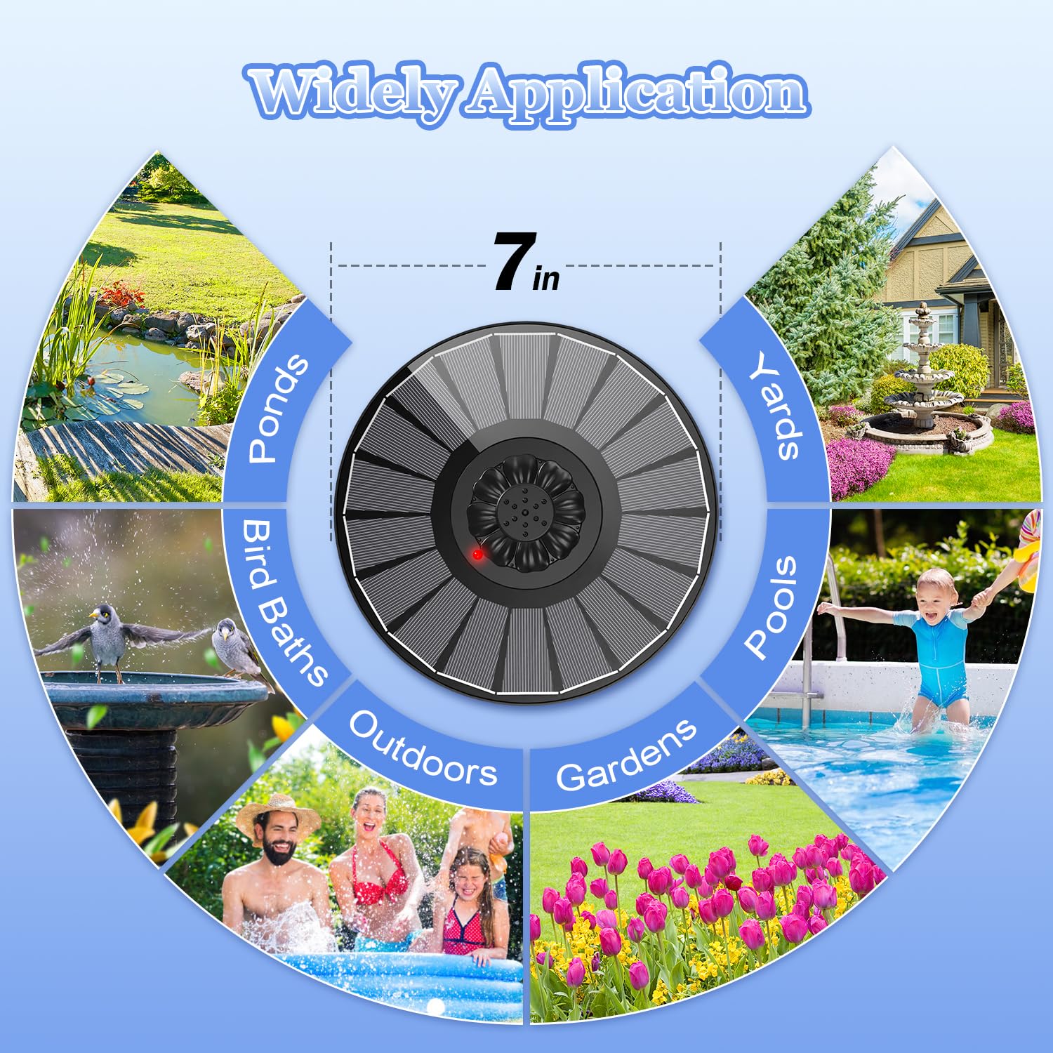 Solar Fountain with LED Indicator, Yzert 2000mAh 3.5W Bird Bath