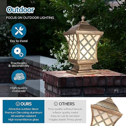 Miniatura 4 de Luces de columna para exteriores, luces de pilar modernas, impermeables, para exteriores, E26, de aluminio, para valla, jardín, parque, iluminación,