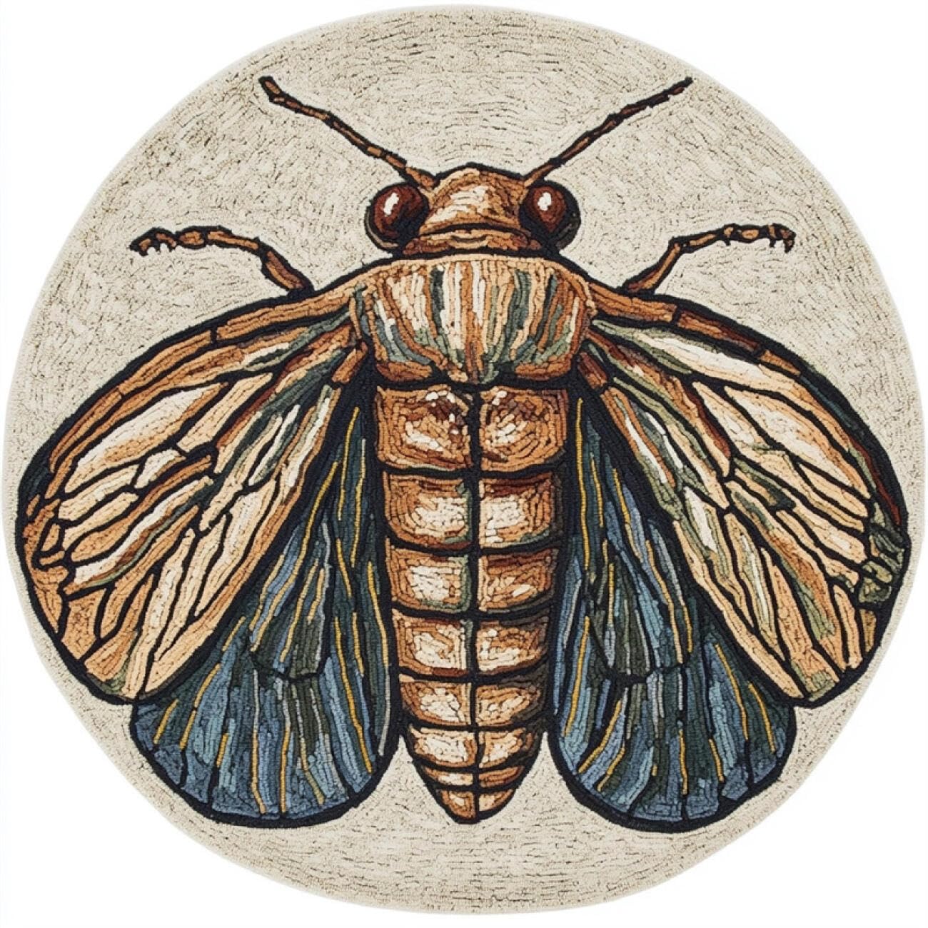 Kitquiver Rug Latch Hook Craft Kits Cartoon Cicada 60x60cm