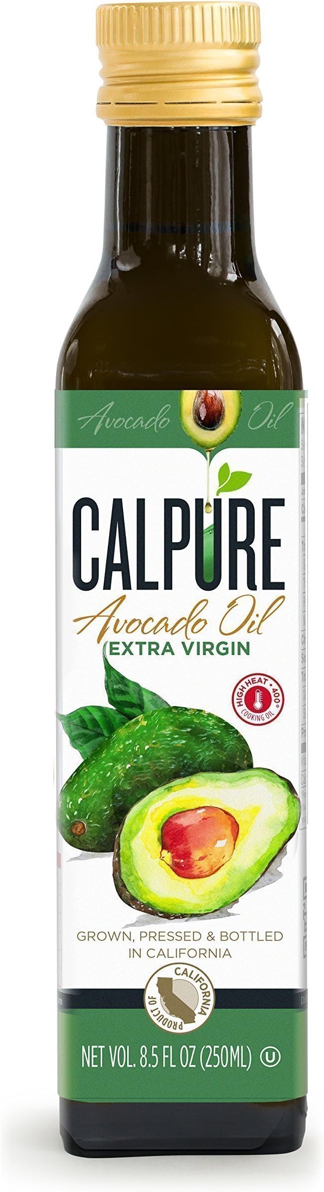 CalPure California Extra Virgin Avocado Oil - First Cold-Pressed, Unrefined, Made in California, 250ml