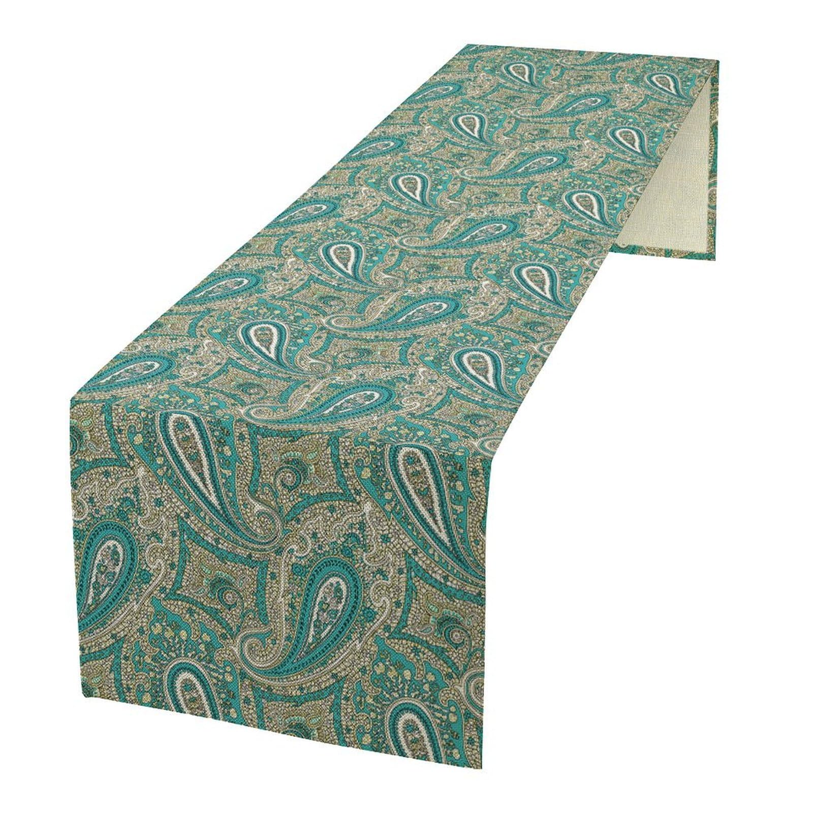 Paisley Floral Table Runner Vintage Damask Boho Flower Ornamental Spring Summer Seasonal Dinner Runner for Farmhouse Cabin Home Kitchen Dining Holiday Party Decor 13x70in