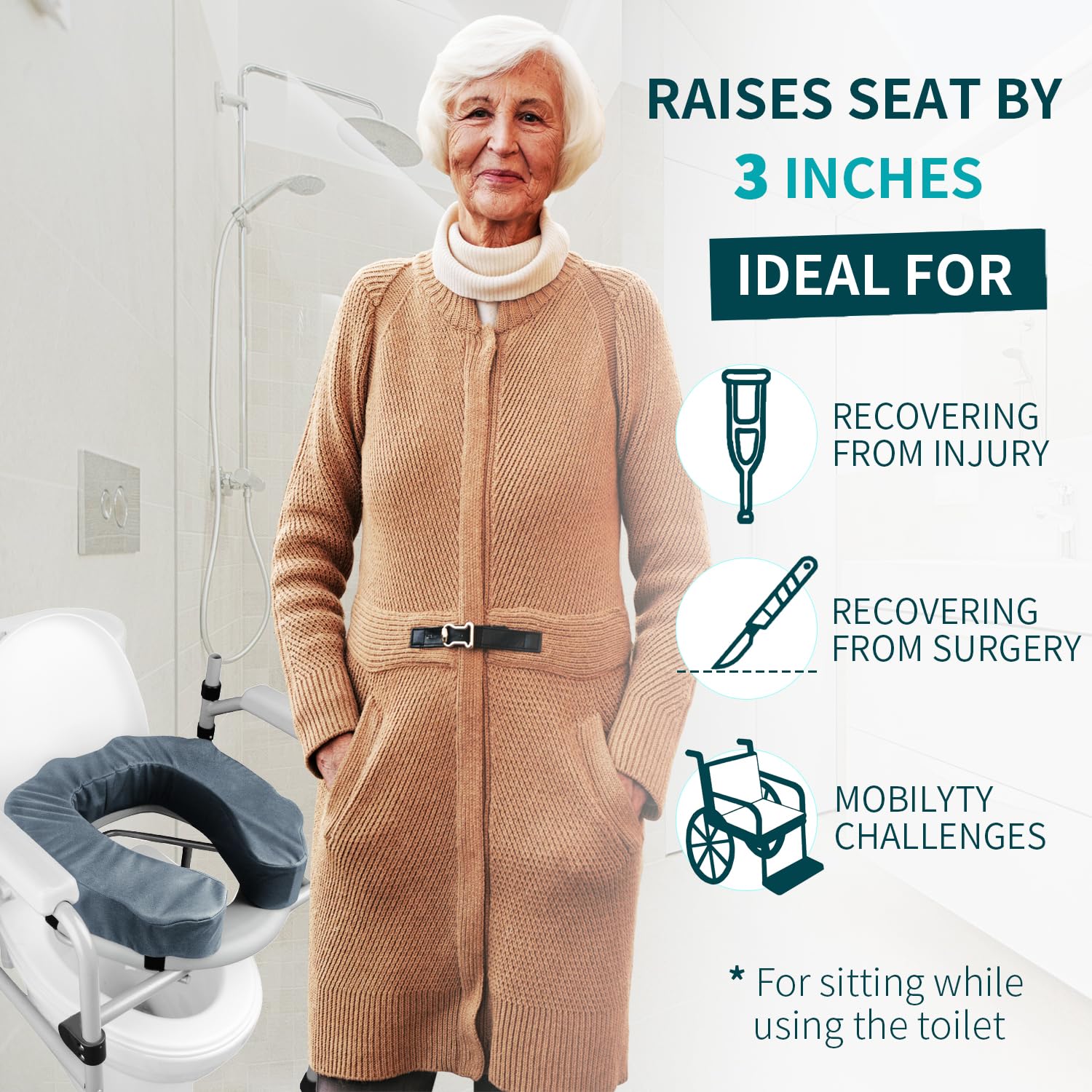 Raised Toilet Seat Cushion - Comfort & Support -2 Raised Toilet Seat Cushion - Comfort & Support -2