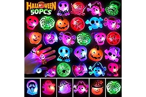 Halloween Light Up Rings for Kids - Bulk Halloween Toys & Party Favors (50PCS)