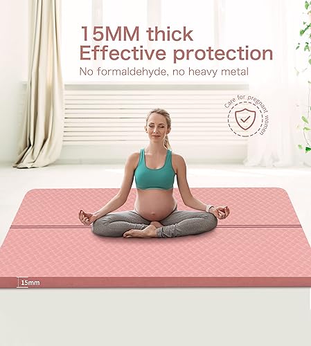 Miniatura 7 de nuveti Esterilla de ejercicio grande  Esterilla de yoga de 0.591 in de grosor  Esterilla de entrenamiento para fitness, yoga, pilates, estiramiento