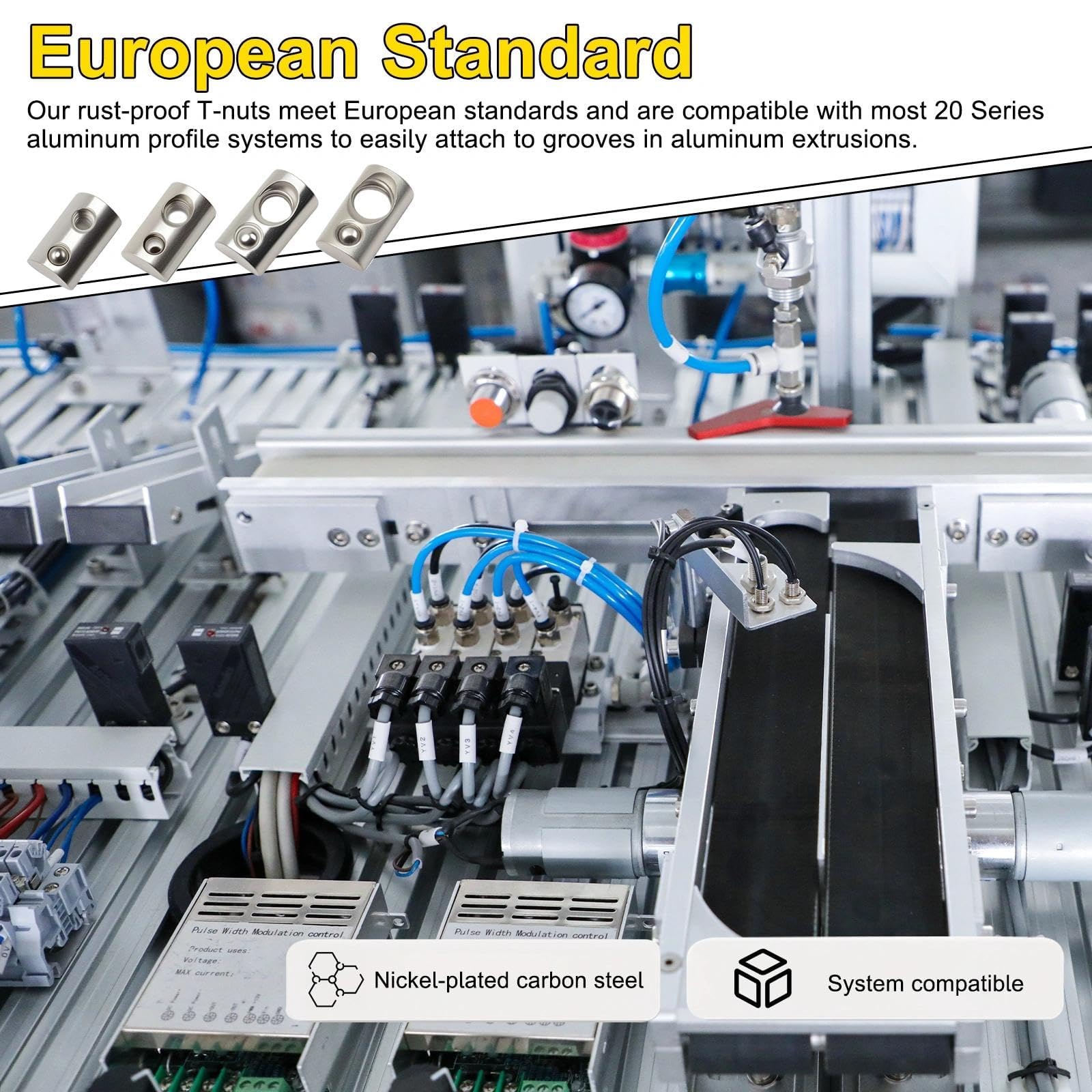 LINTRA 50 Pièces Écrous M5 Rainure 6 en T avec Bille de Centrage, 20-Série M5 Écrosu Rainure, Écrou Profilé Aluminium, Écrou en T Ressort, pour 3D CNC à Profil en C en Aluminium, Norme Européenne