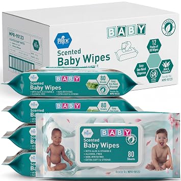 MED PRIDE Scented Baby Wipes with Aloe & Vitamin E, Alcohol-Free, 960Ct