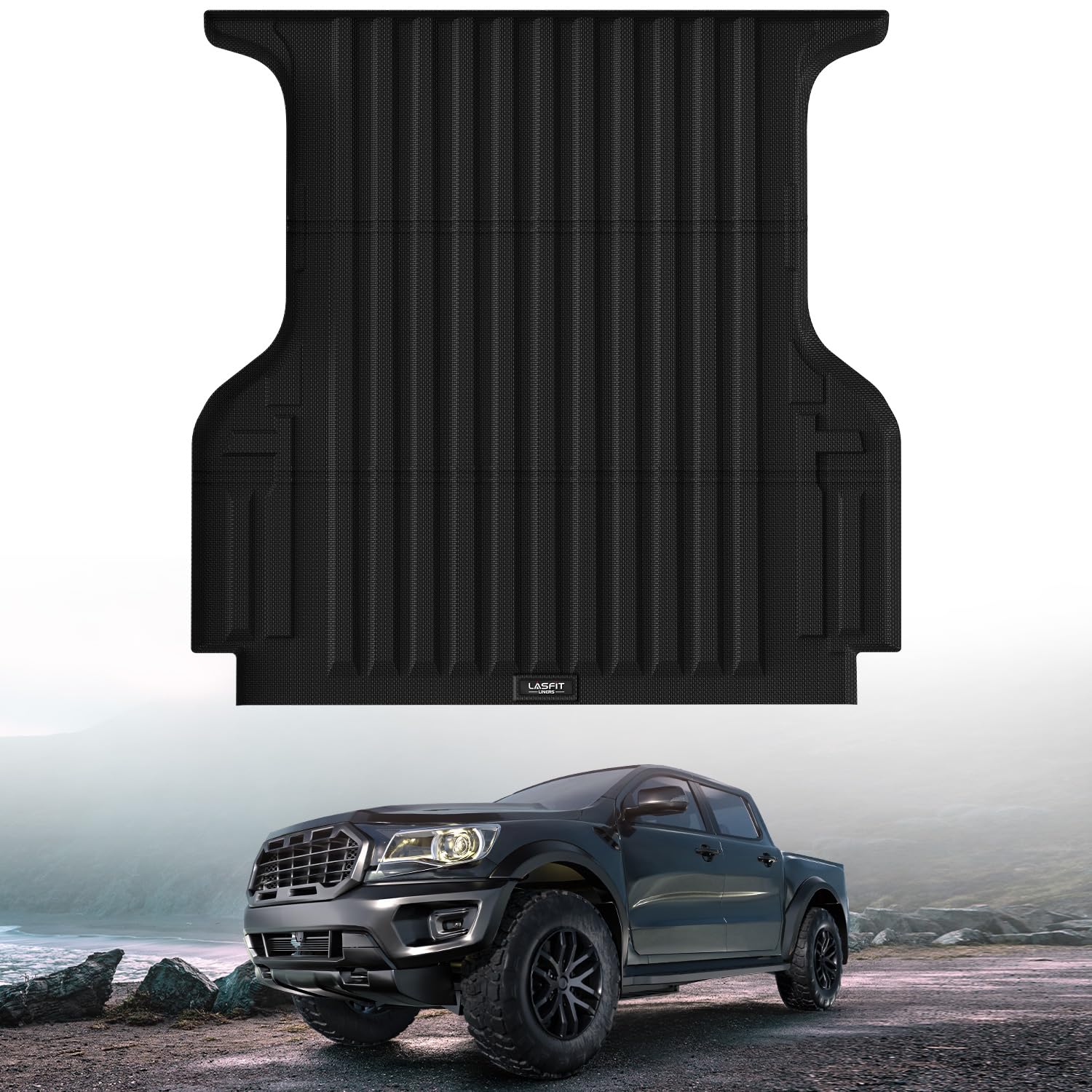 LASFIT 5.0ft Bed Mat for Ford Ranger 2023 2022 2021 2020 2019 Truck Bed TPE All Weather Protector Easy Clean Durable Bed Liner - Not Fit for Drop in Bedlienr