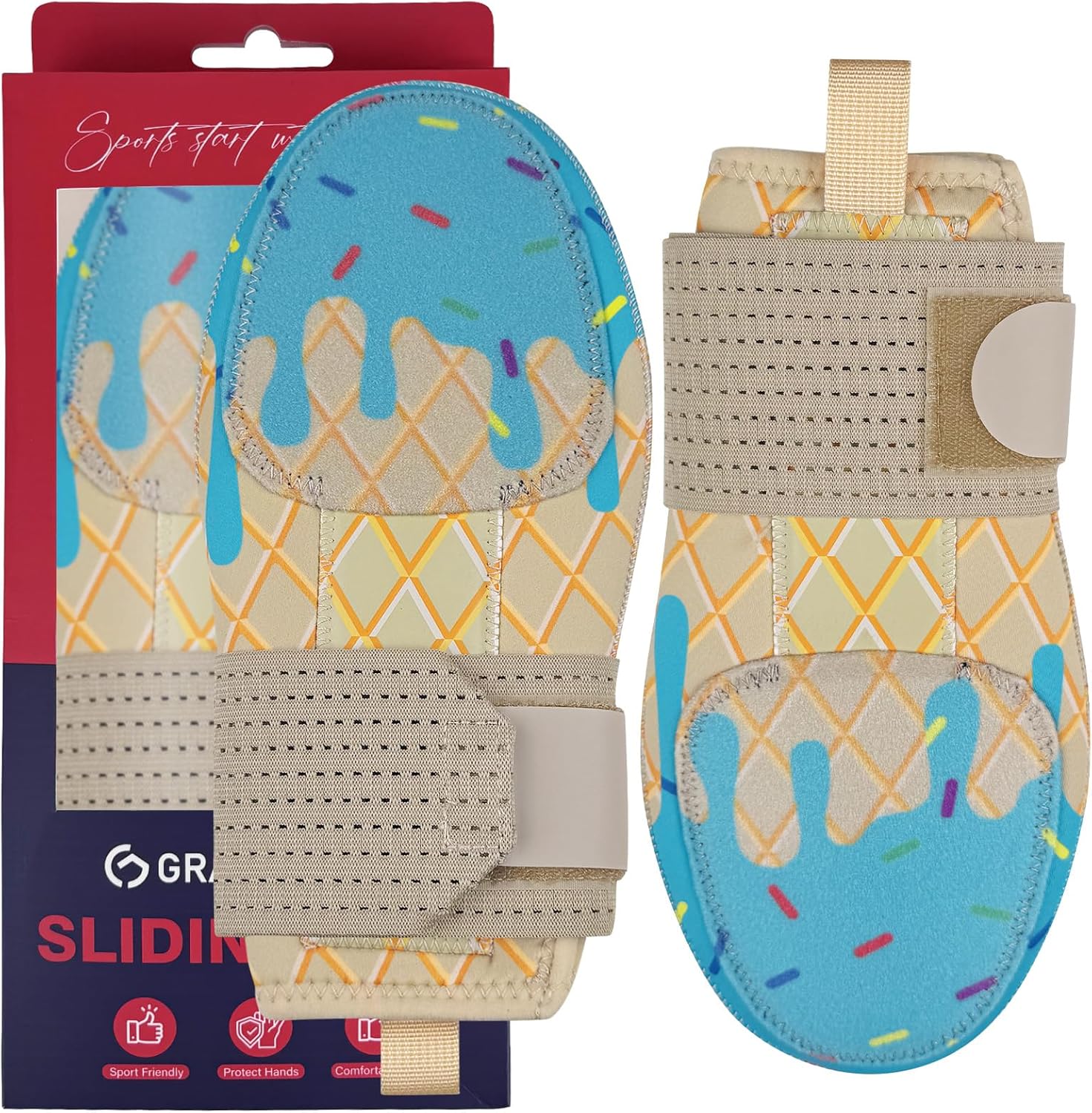 Gracfulcub Baseball Sliding Mitt, Sliding Glove Baseball Softball Guard, Ergonomic Design Protect Fingers (Flag Gesture)