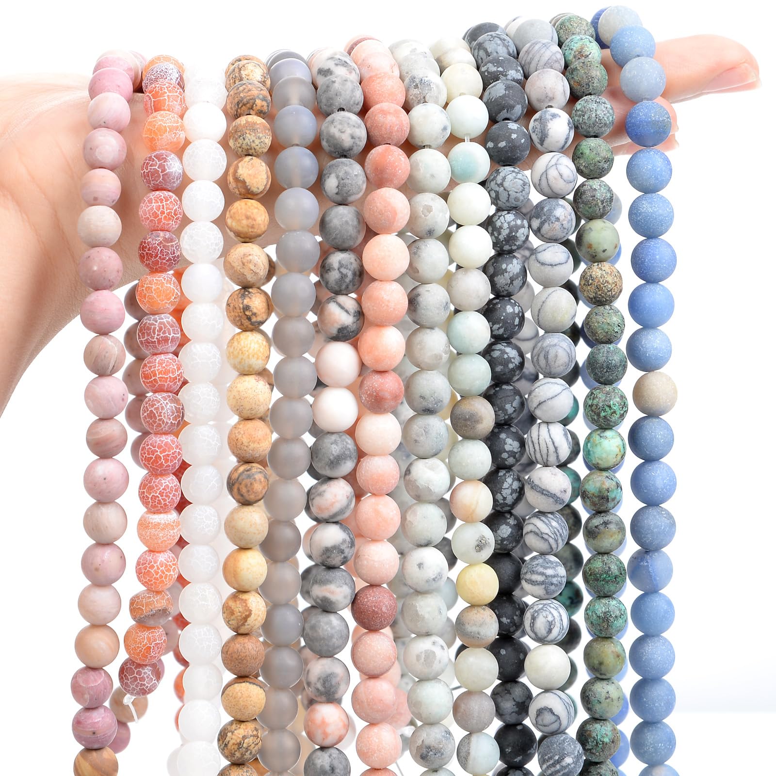 LYVQZPWLRsemillas de vidrio, Cuentas de piedra natural DIY, ágatas de rayas rosas esmeriladas, cuentas espaciadoras sueltas de madera, accesorios for pulseras y collares.(Black Agate,4mm- about 90pcs)