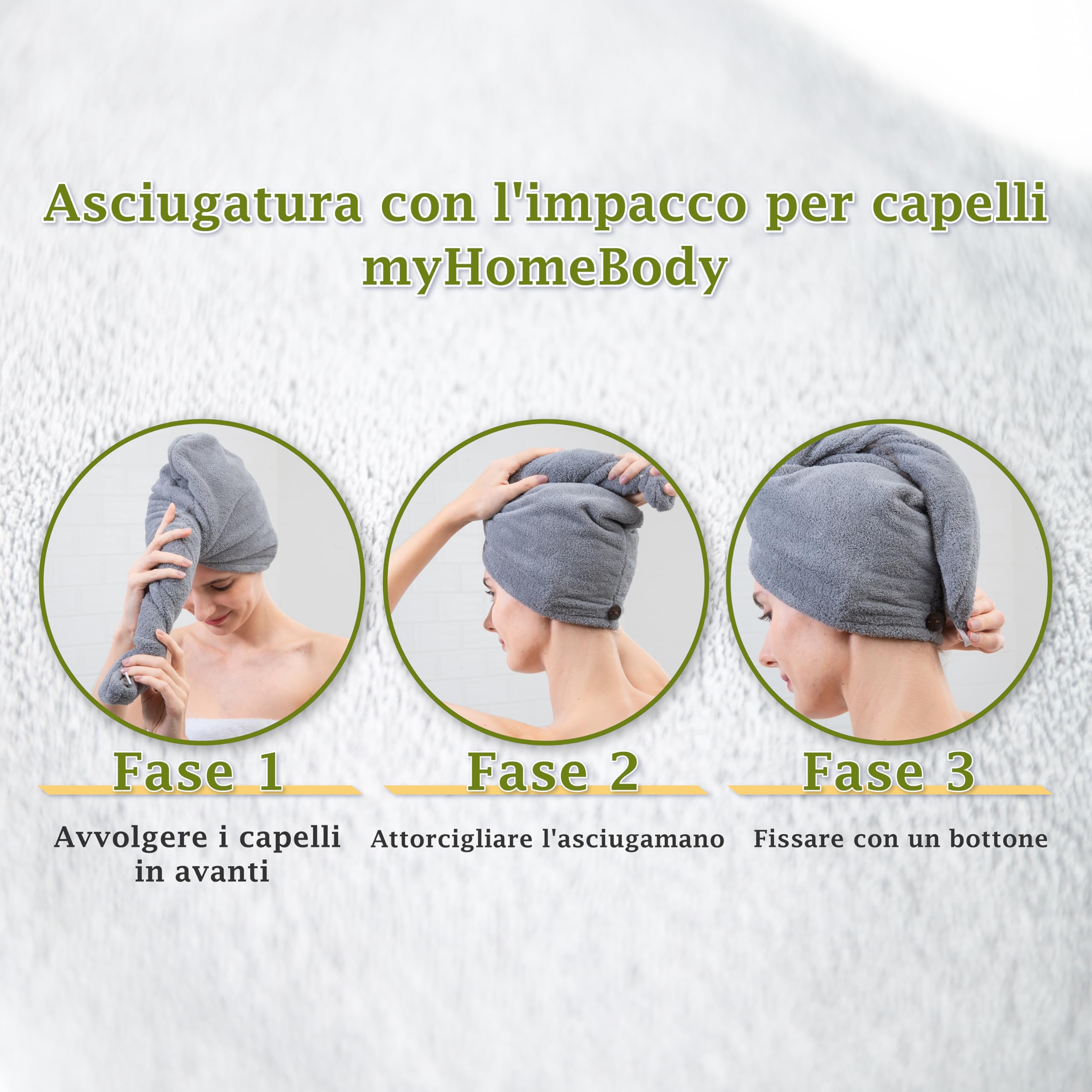 Turbante Asciugacapelli Pinsheng Asciugamani Per Capelli, 2 Pezzi Asciugamano Per Capelli Asciugamani Asilo - Foto 11