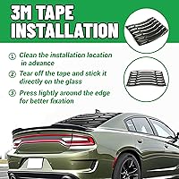Vista 3 de ECOTRIC Cubierta de rejilla de ventana trasera compatible con Dodge Charger Vent ABS GT Lambo 2011-2023 pintado negro mate