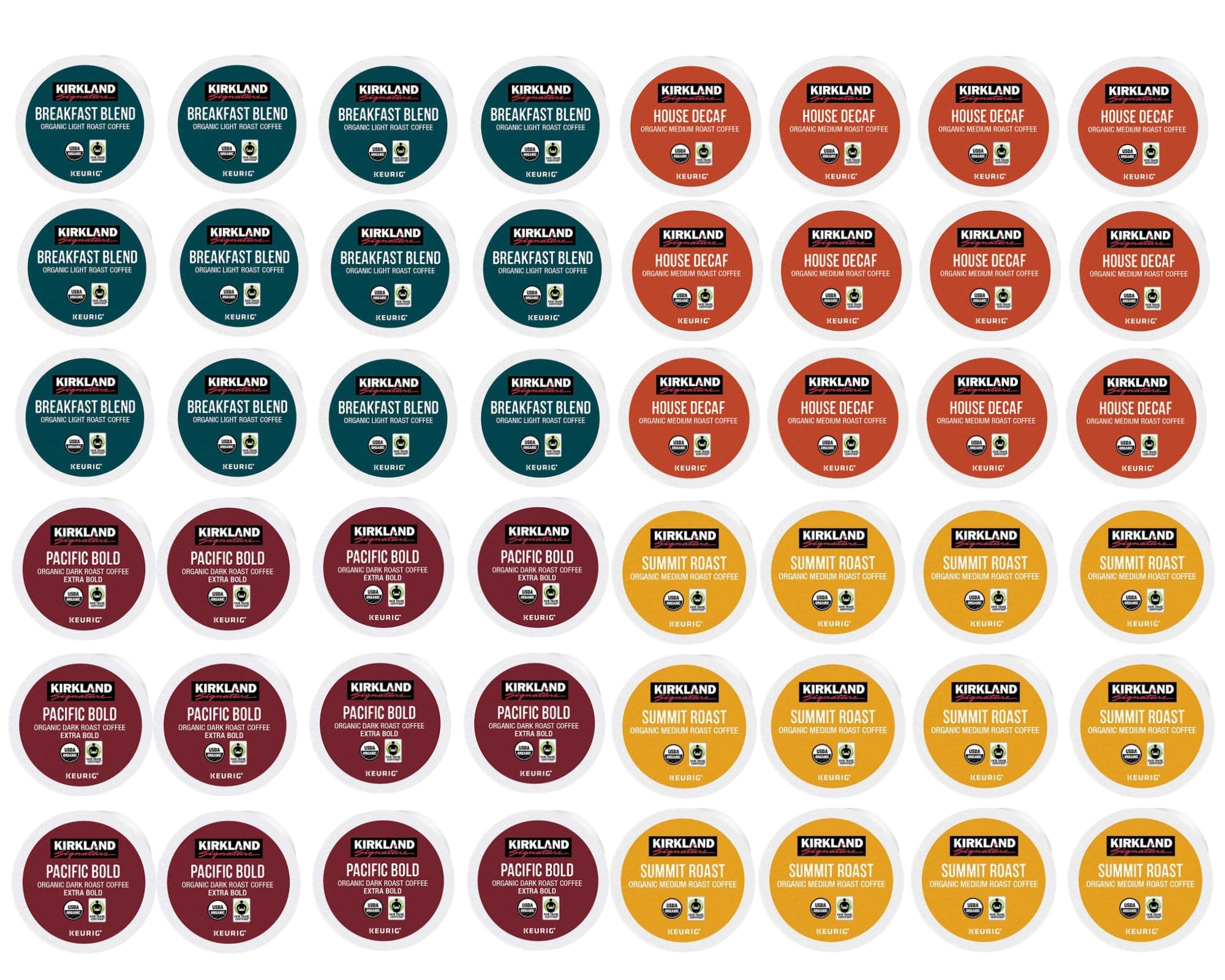 Kirkland Signature Organic K-Cups Variety Pack - Arabica, Single Serve Coffee Pods for Keurig Makers - 48 Pods in ComboCreations Box - Perfect for Holiday Gifts, Parties & Beverages