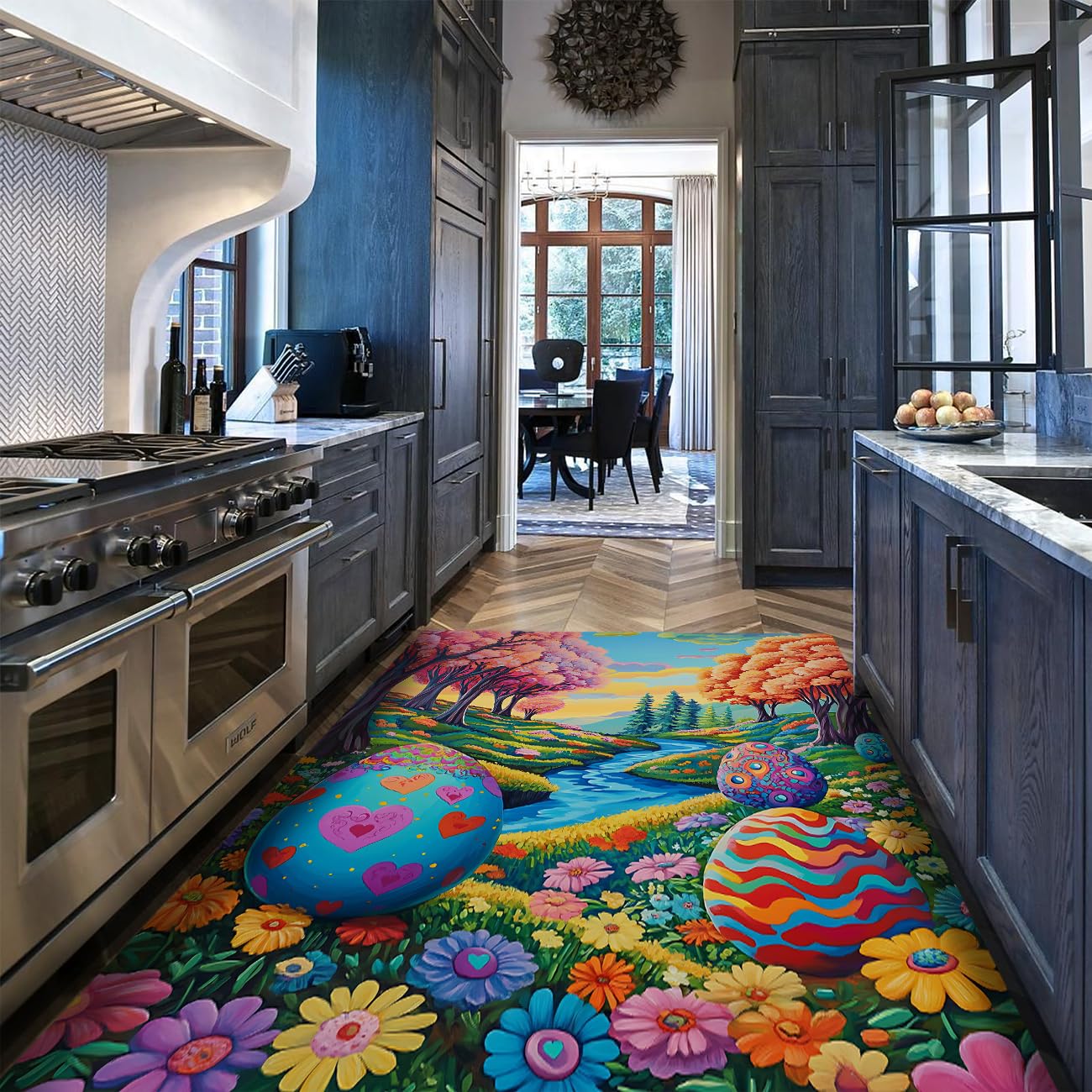 Tapis à poil bas anti-tache lavable de cuisine pour éradiquer la saleté