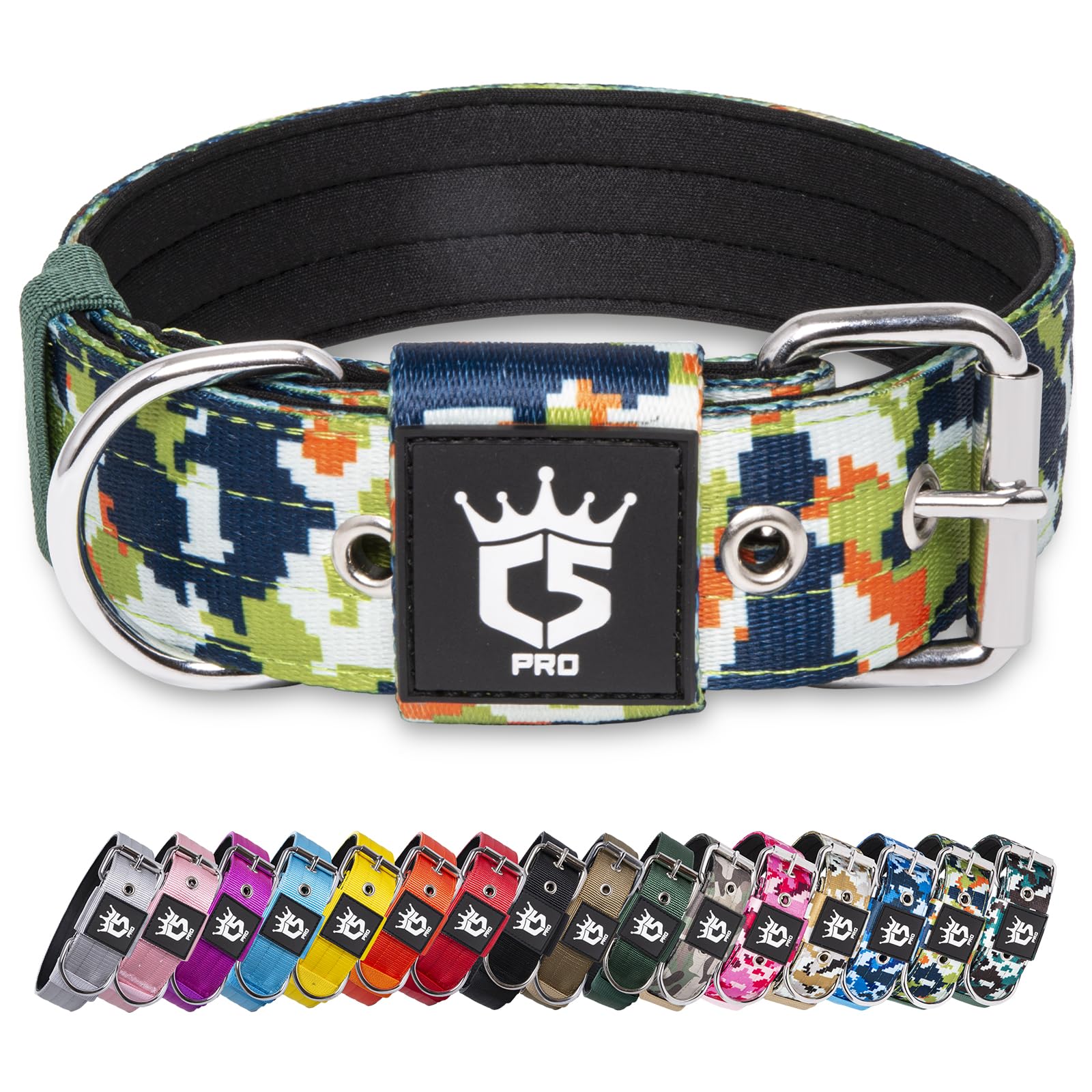 TSPRO Heavy Duty Tactical Dog Collar, 3.8 cm Wide for Medium & Large Dogs