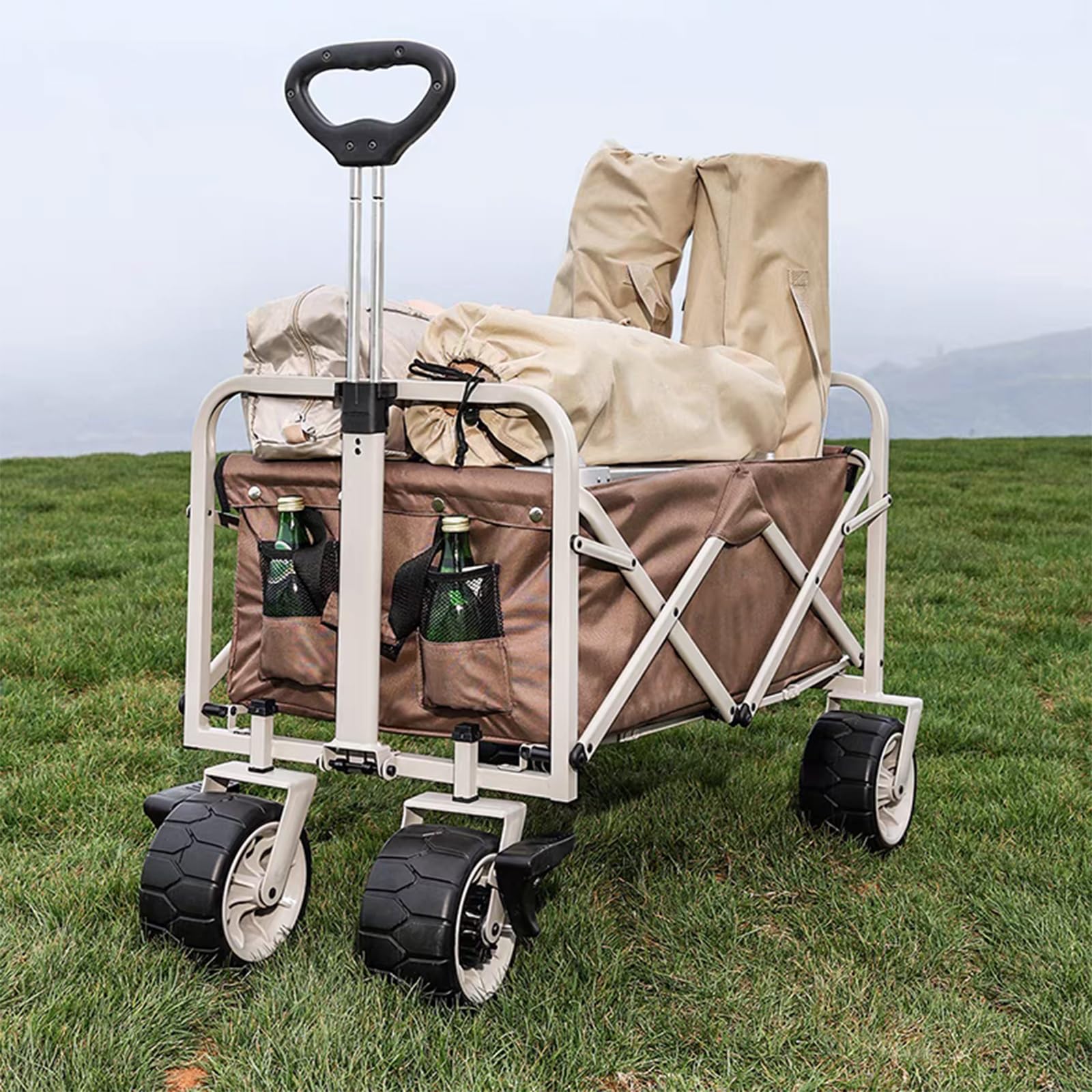 Outdoor Wagon Vouwwagen Met 4 Wielen Heavy Duty Trolley Cart Winkelwagen Voor Outdoor Garden Camping Fishing Pull Truck Draagbare Transport (Color : C