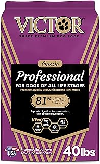 Super Premium Dog Food – Professional Dry Dog Food – Super Premium Kibble with 26% Protein – Gluten-Free with Beef, Chicken & Pork Meals – for High Energy and Active Dogs & Puppies, 40lbs
