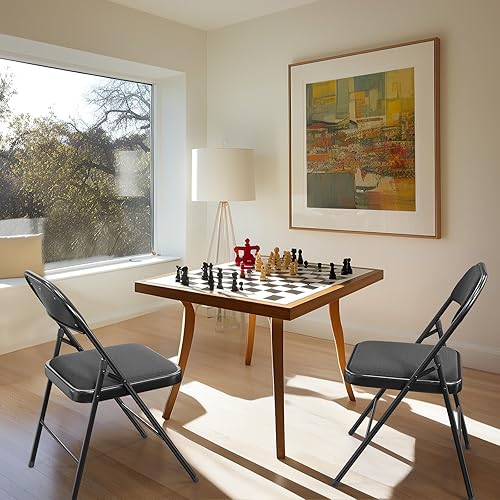 Miniatura 7 de VINGLI Paquete de 6 sillas plegables con asientos acolchados, marco de metal con asiento y respaldo de tela, capacidad de 350 libras, color negro,